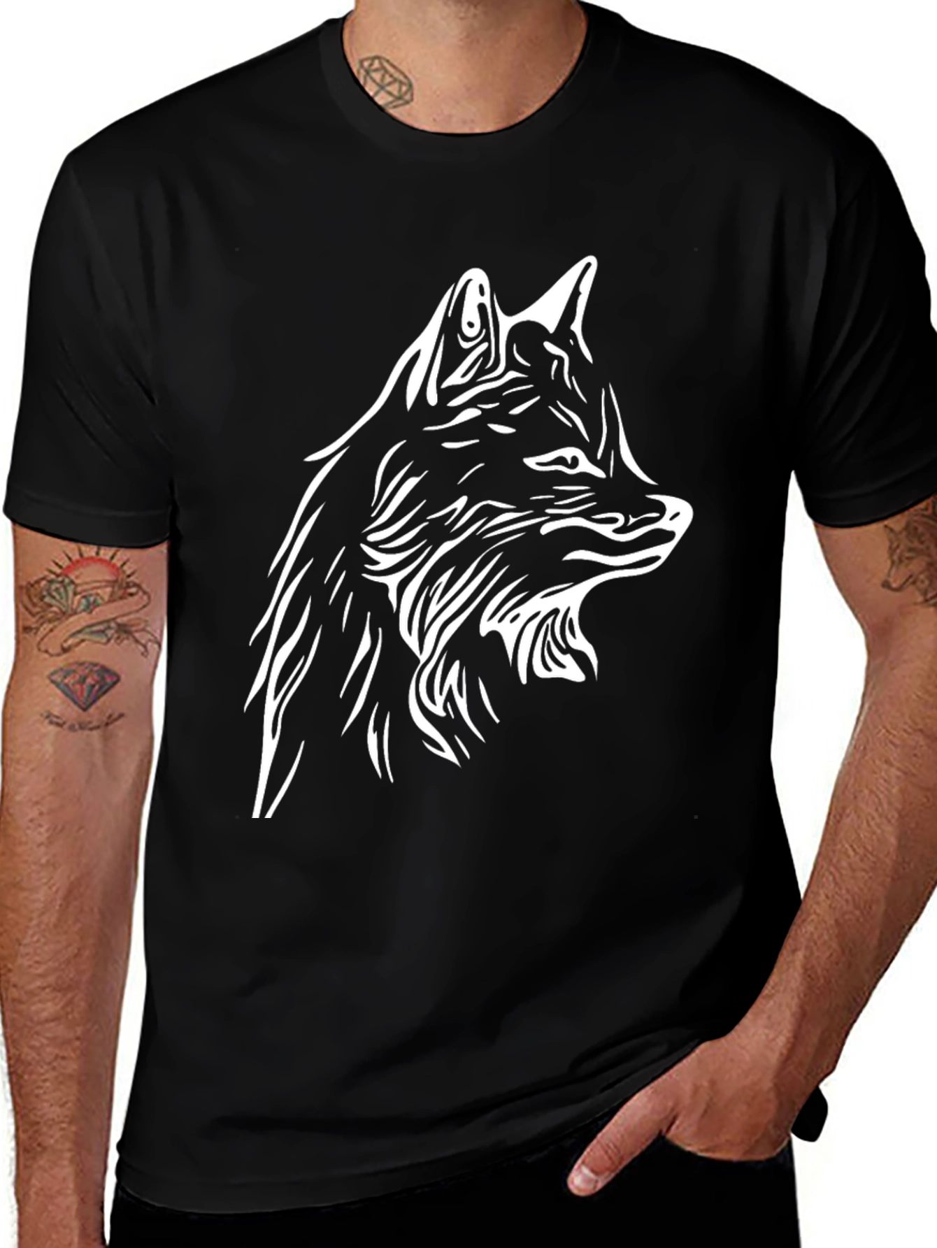 Variant 26 of Wolf Graphic Black T-Shirt - Stylish Men's Tee