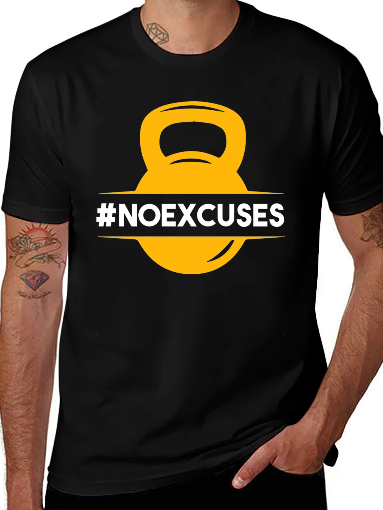Variant 21 of No Excuses Kettlebell T-Shirt - Fitness Motivation