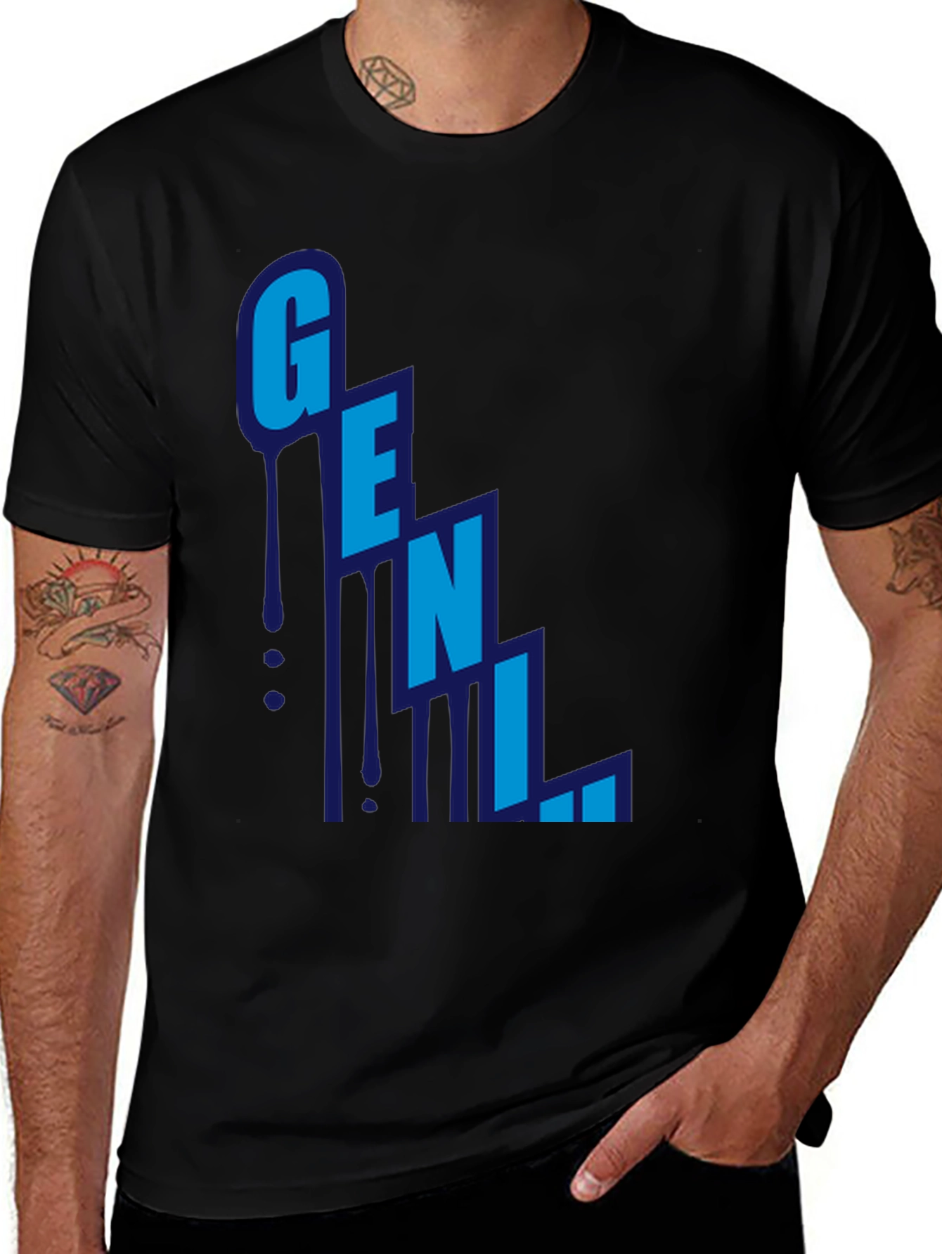 Variant 28 of GENIAL Men's Black Graphic T-Shirt
