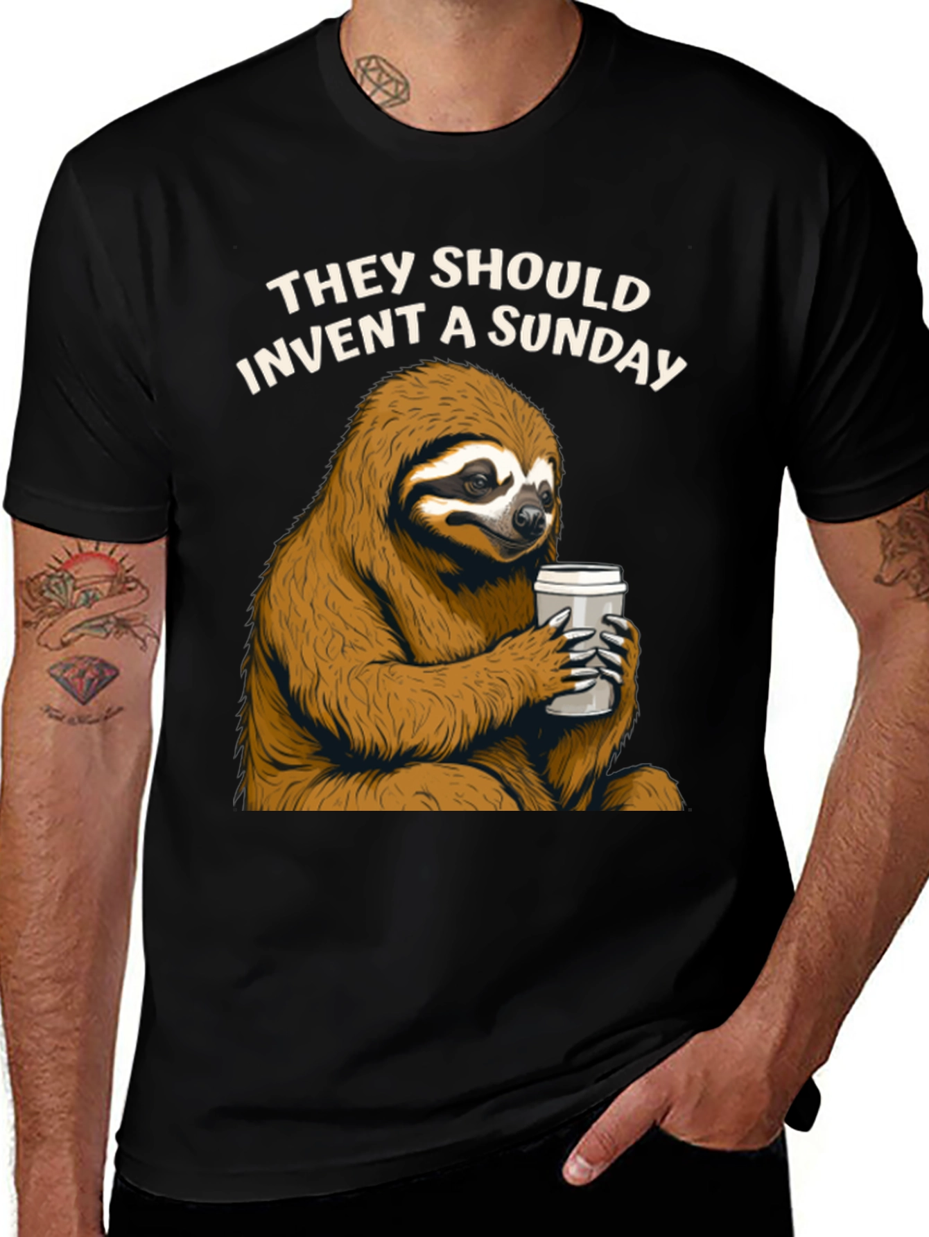 Variant 30 of Lazy Sunday Sloth Coffee T-Shirt