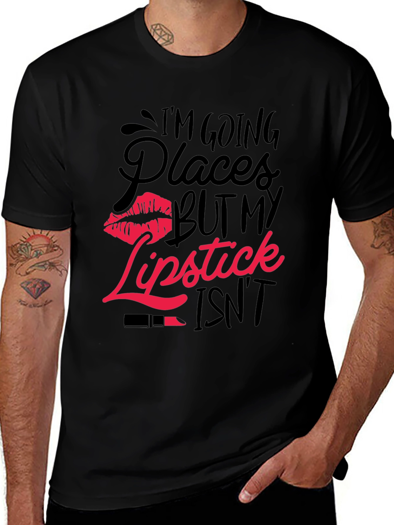 Variant 11 of I'm Going Places T-Shirt with Lipstick Graphic