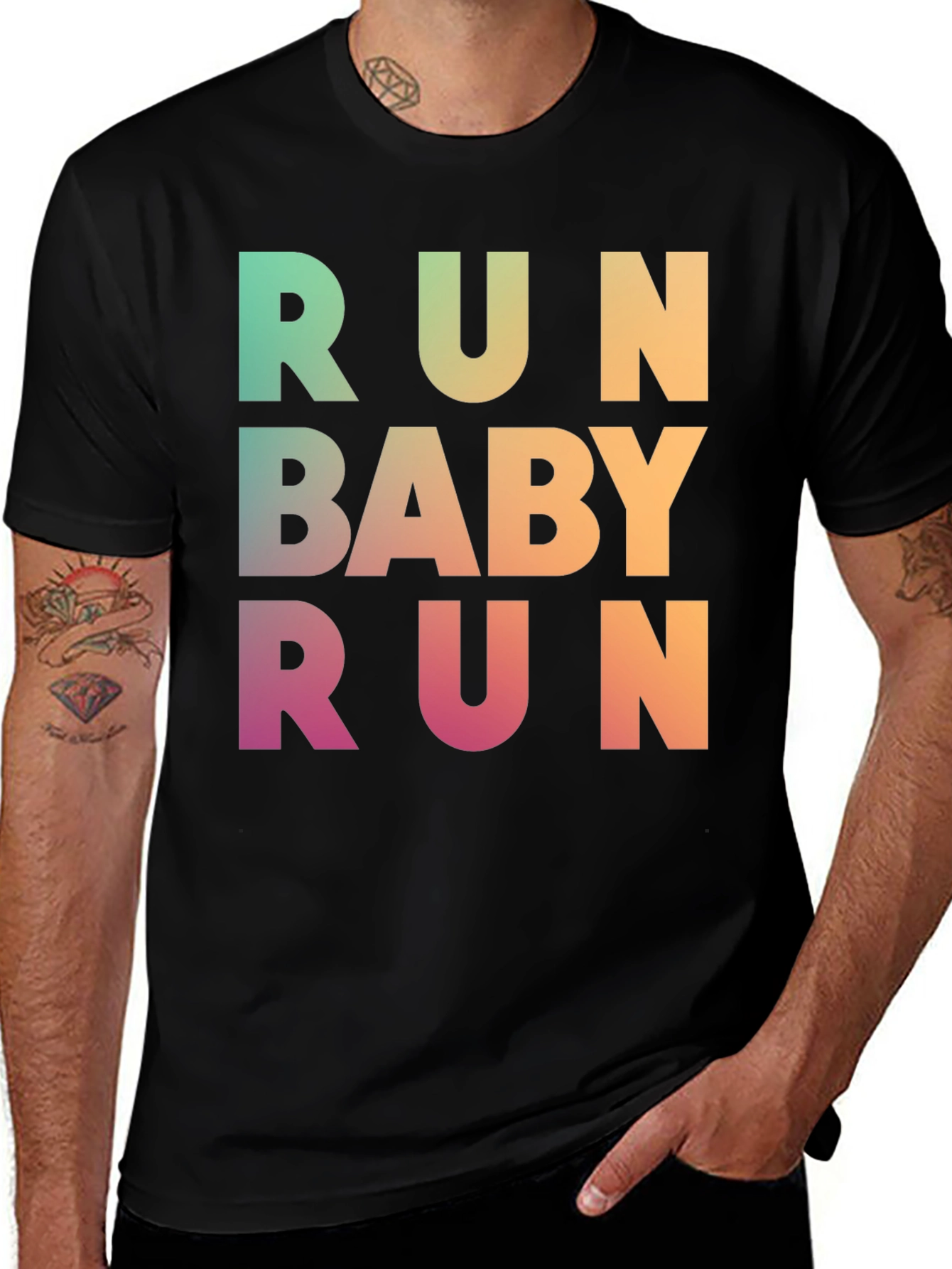 Variant 9 of Run Baby Run Graphic Tee - Stylish Activewear Shirt