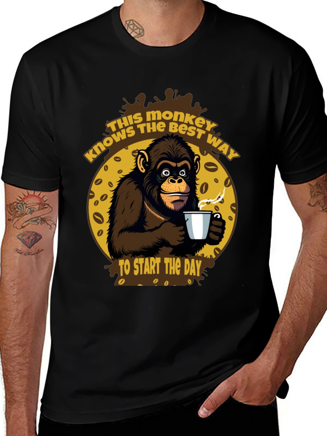 Variant 28 of Monkey Coffee T-Shirt - Start Your Day Right!