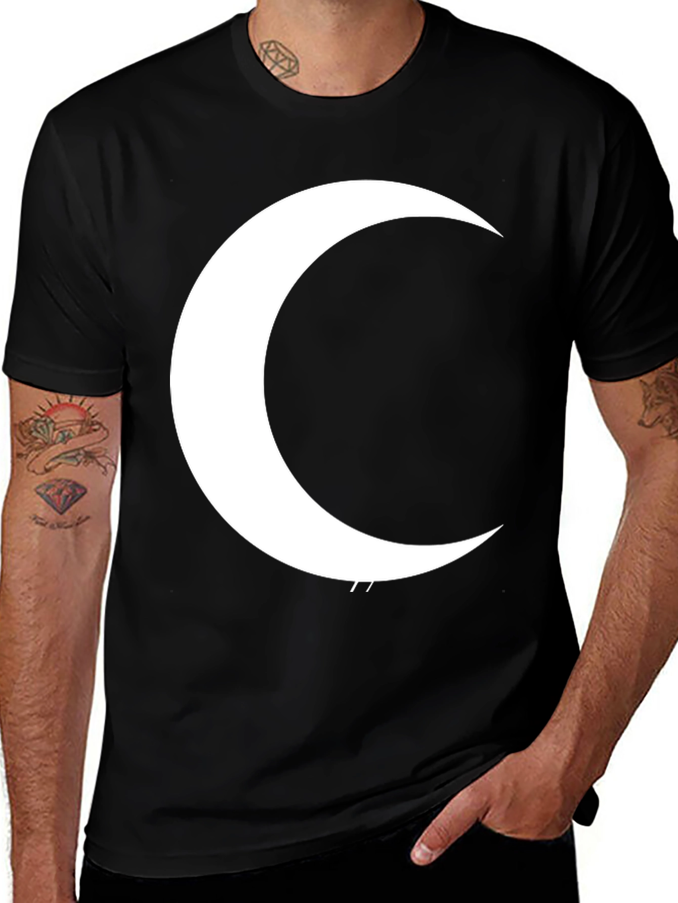 Variant 5 of Crescent Moon Graphic T-Shirt - Black