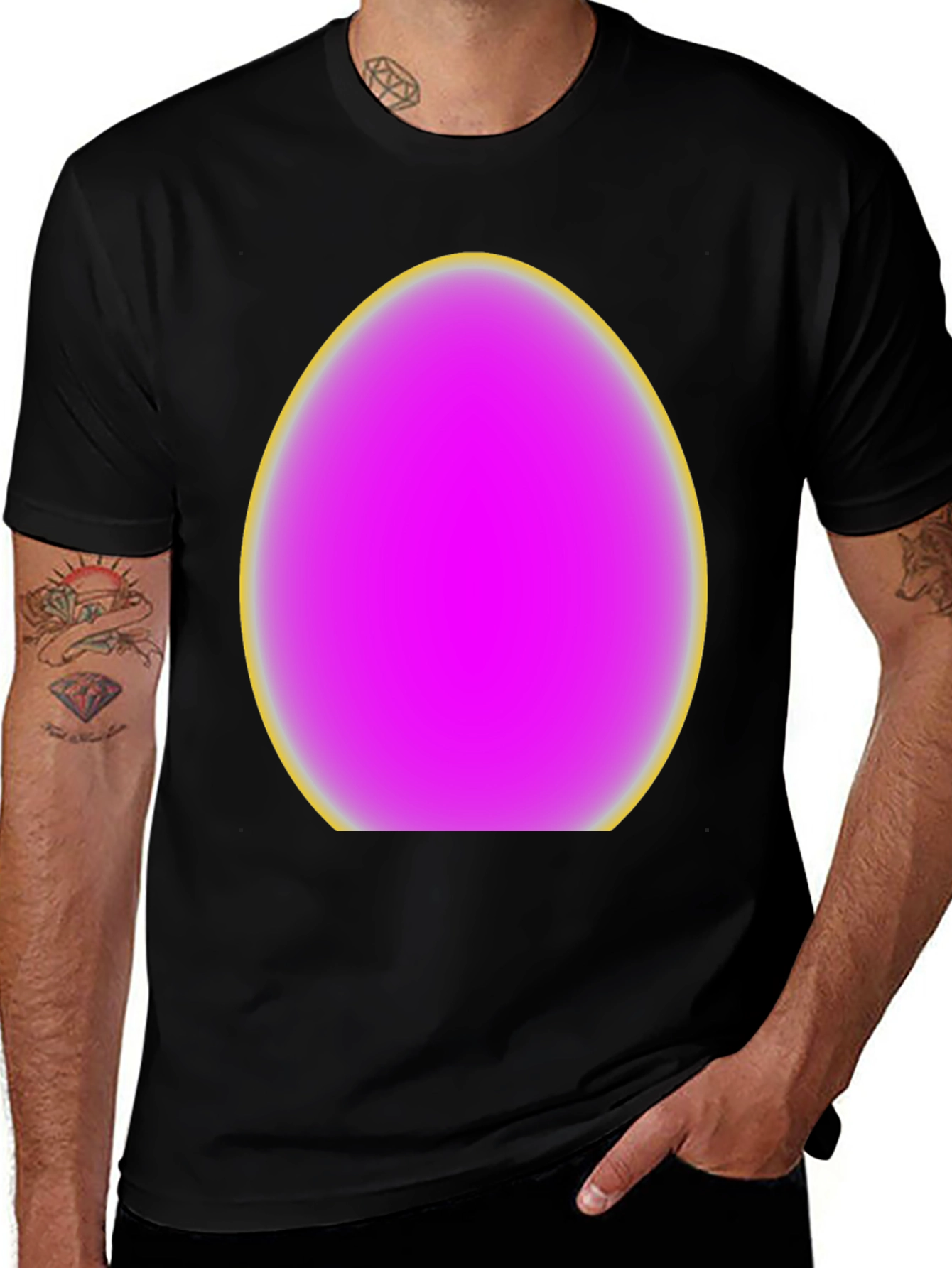 Variant 20 of Men's Black T-Shirt with Egg Graphic