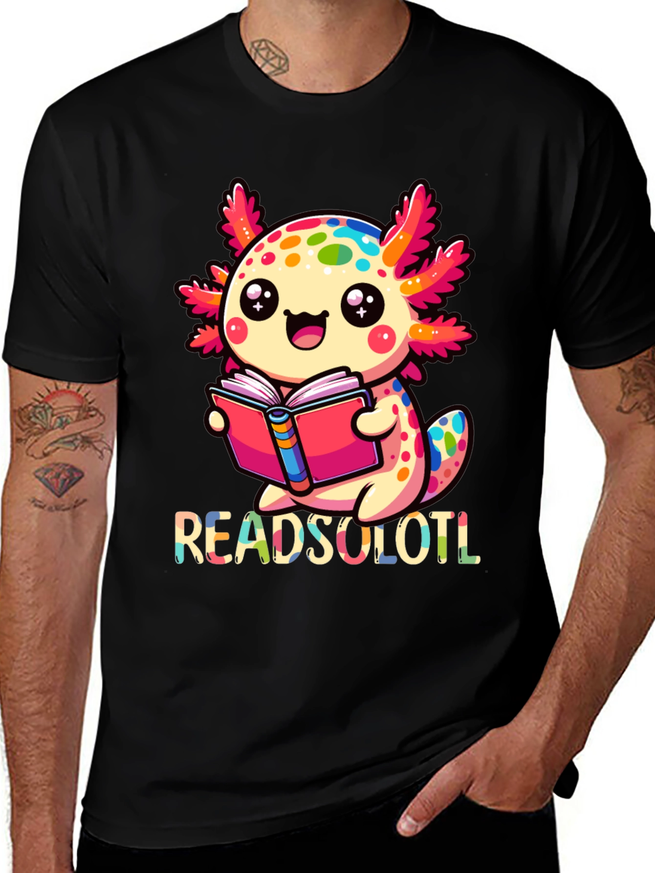 Variant 16 of Readsolotl T-Shirt - Cute Axolotl Reading Book