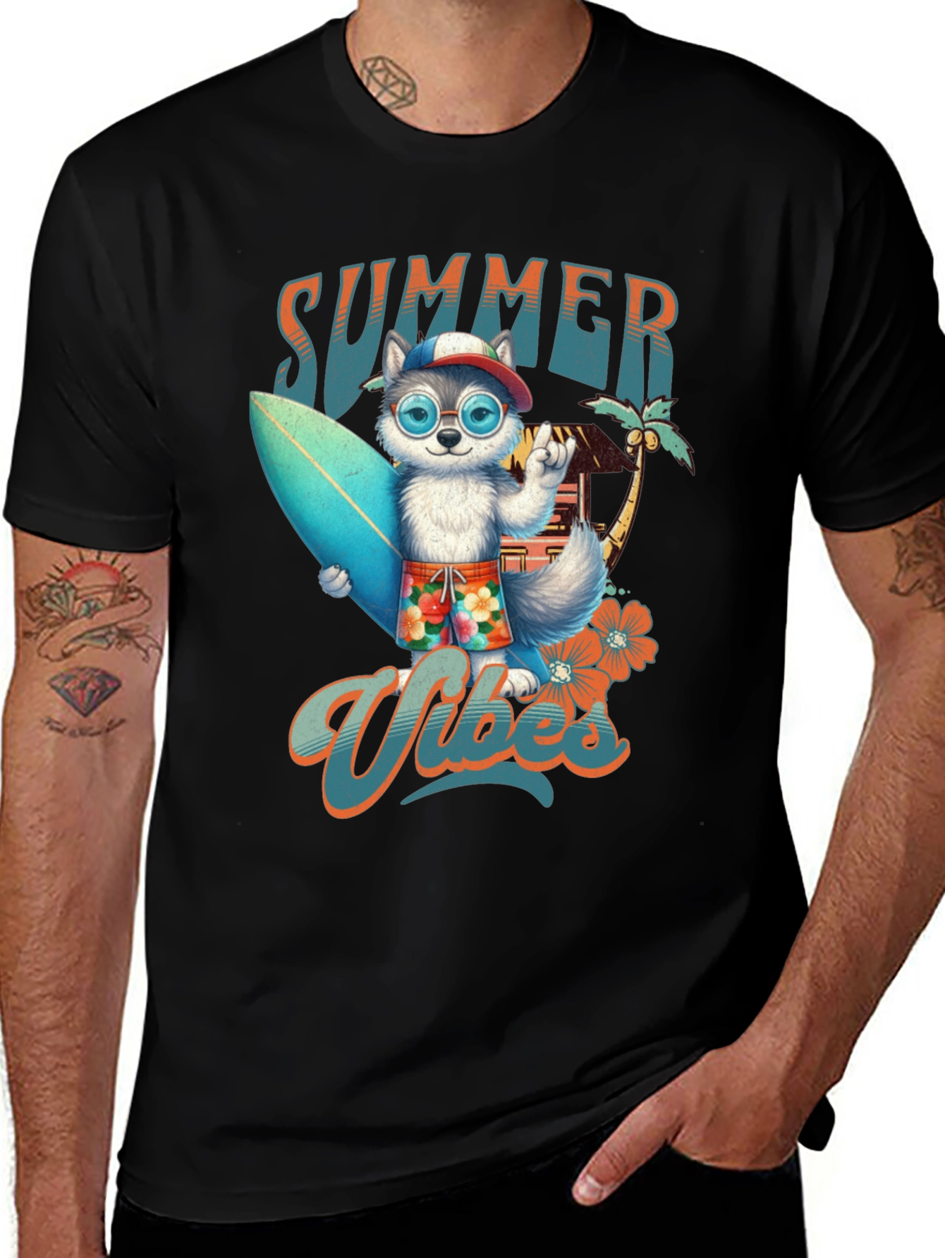 Variant 14 of Summer Vibes Dog Surf T-Shirt