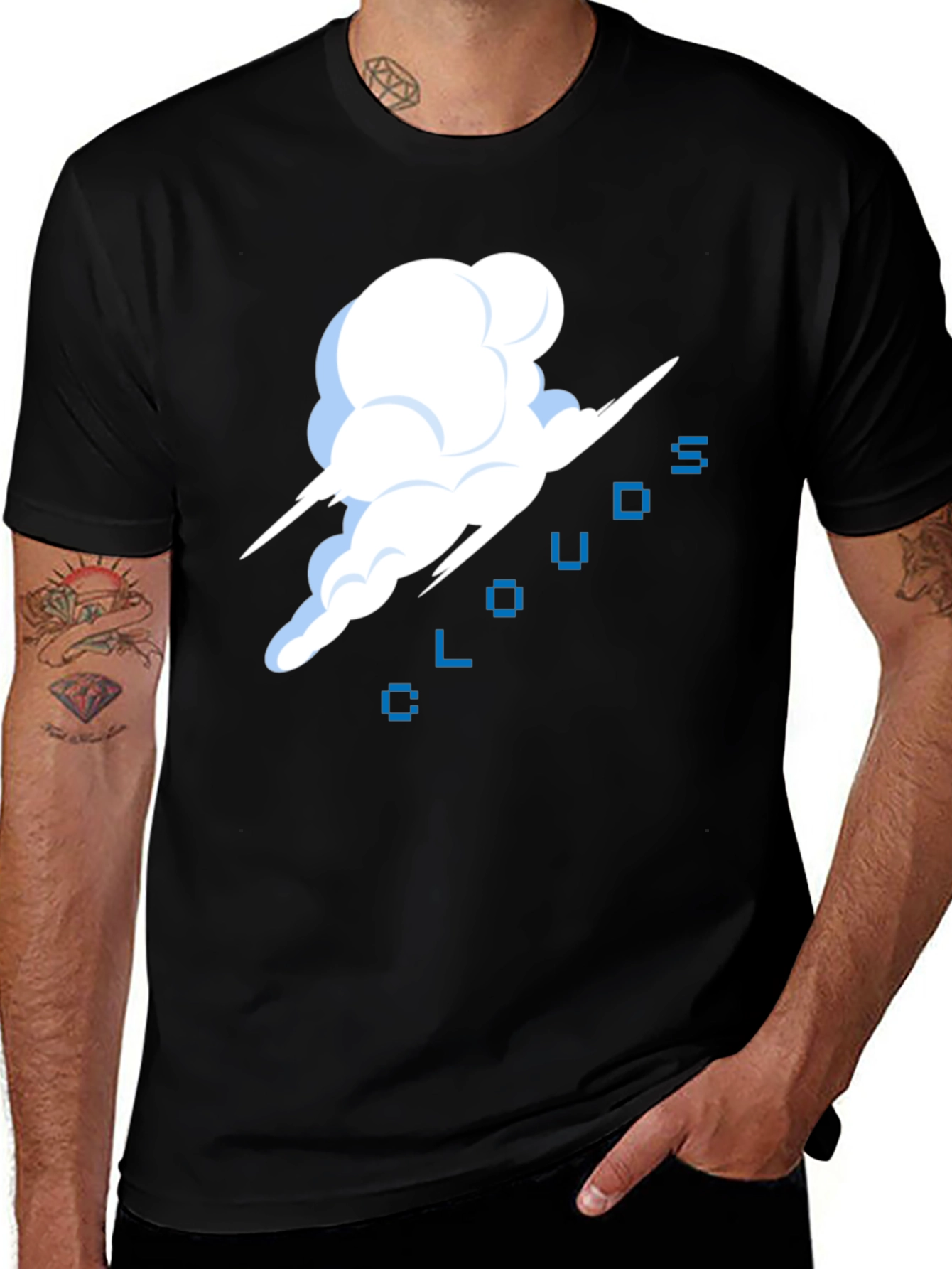 Variant 24 of Pixel Clouds Black T-Shirt