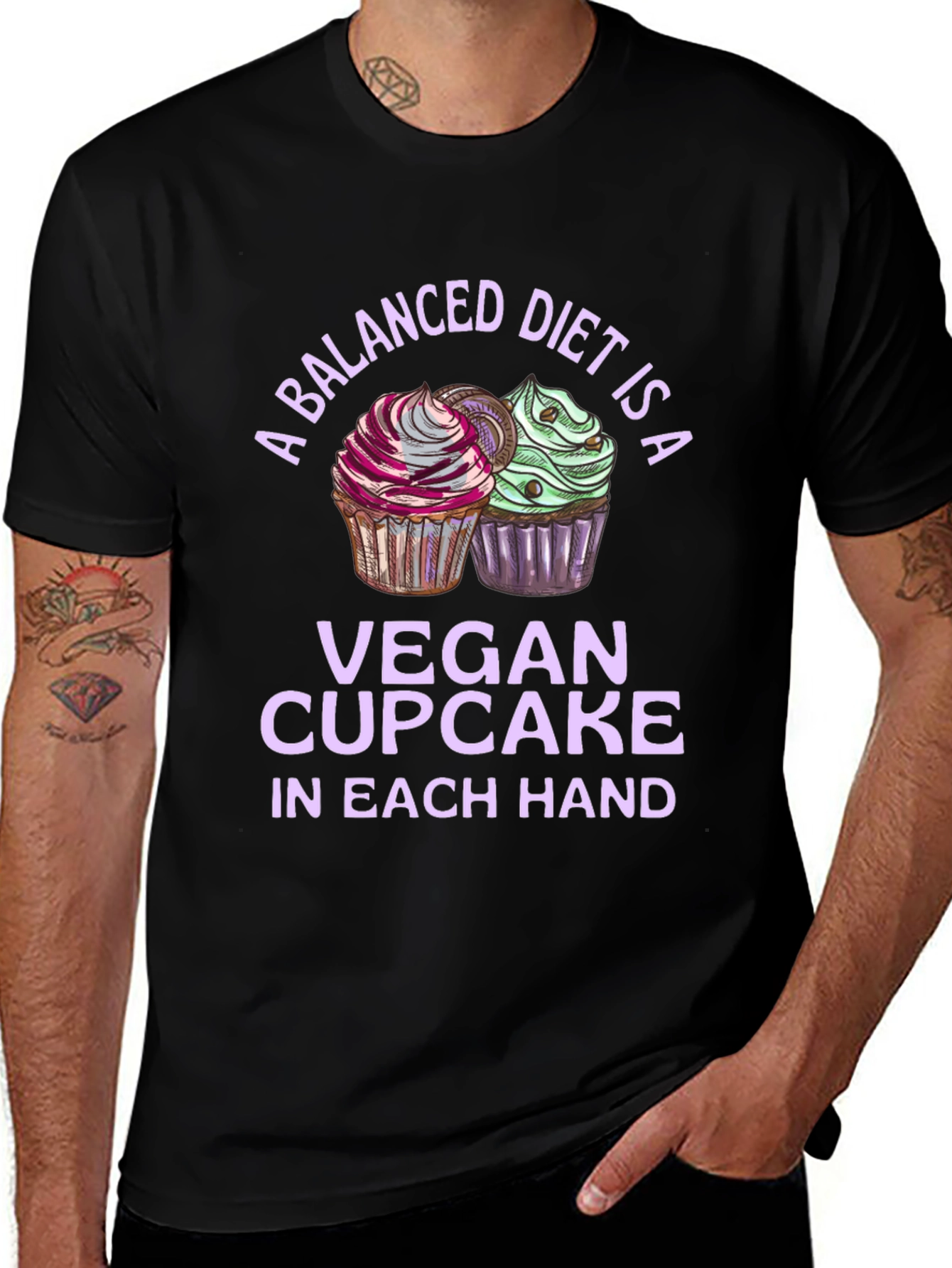 Variant 16 of Vegan Cupcake Balanced Diet Graphic Tee