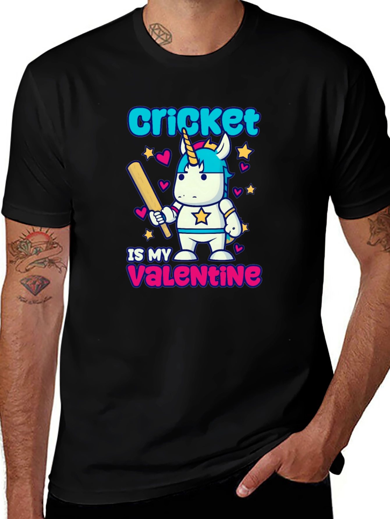 Variant 20 of Cricket Valentine's Day Unicorn T-Shirt