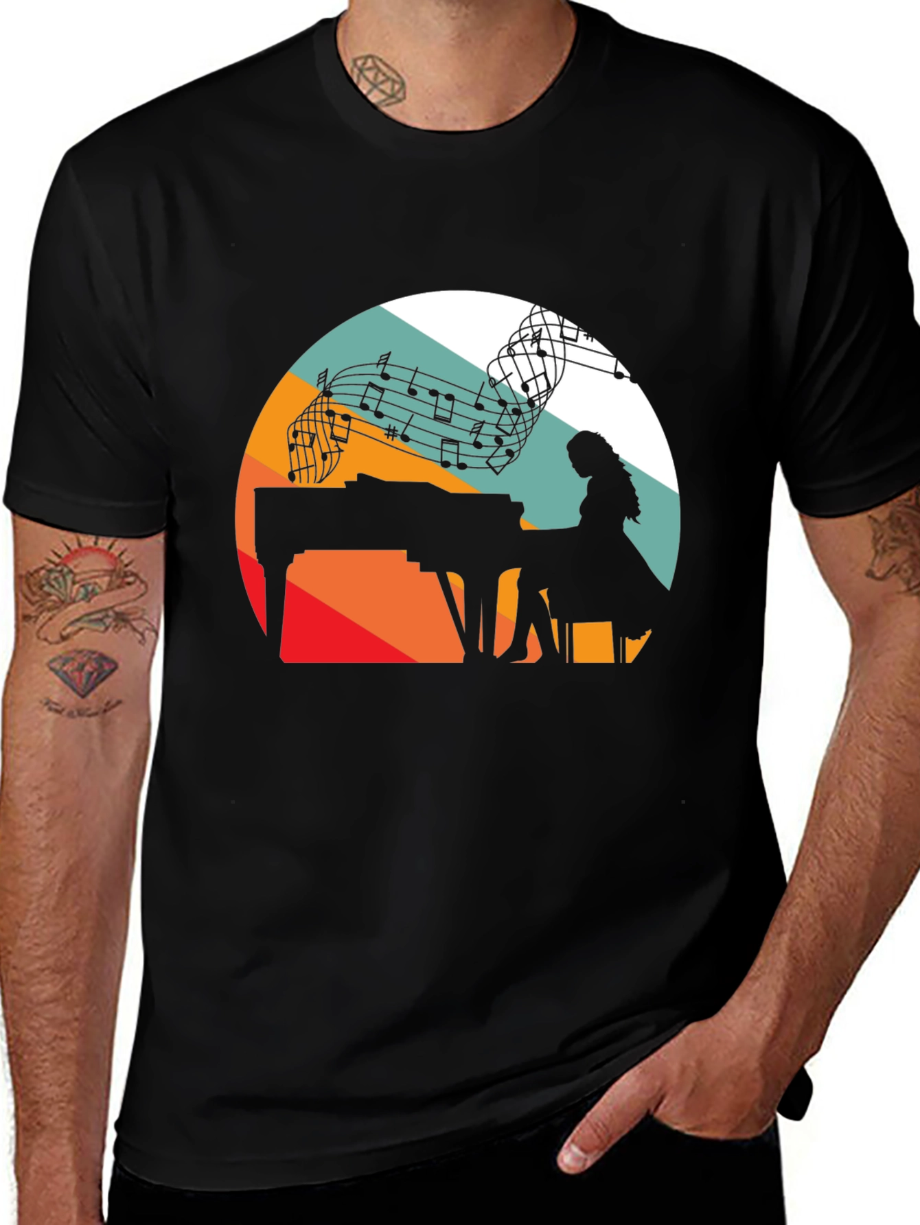 Variant 28 of Piano Player Silhouette Graphic Tee