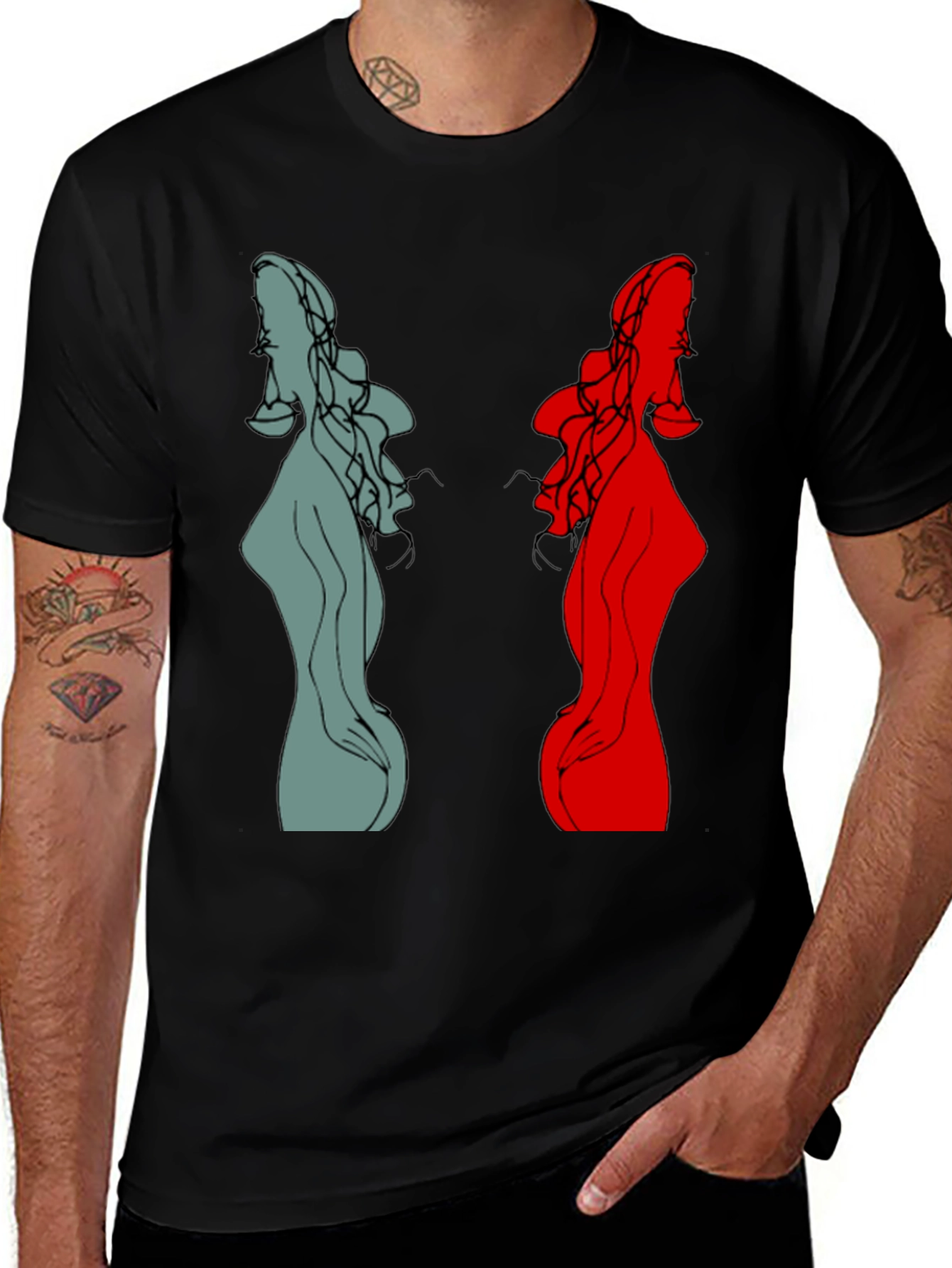 Variant 18 of Unique Silhouette Graphic Tee - Artistic Design