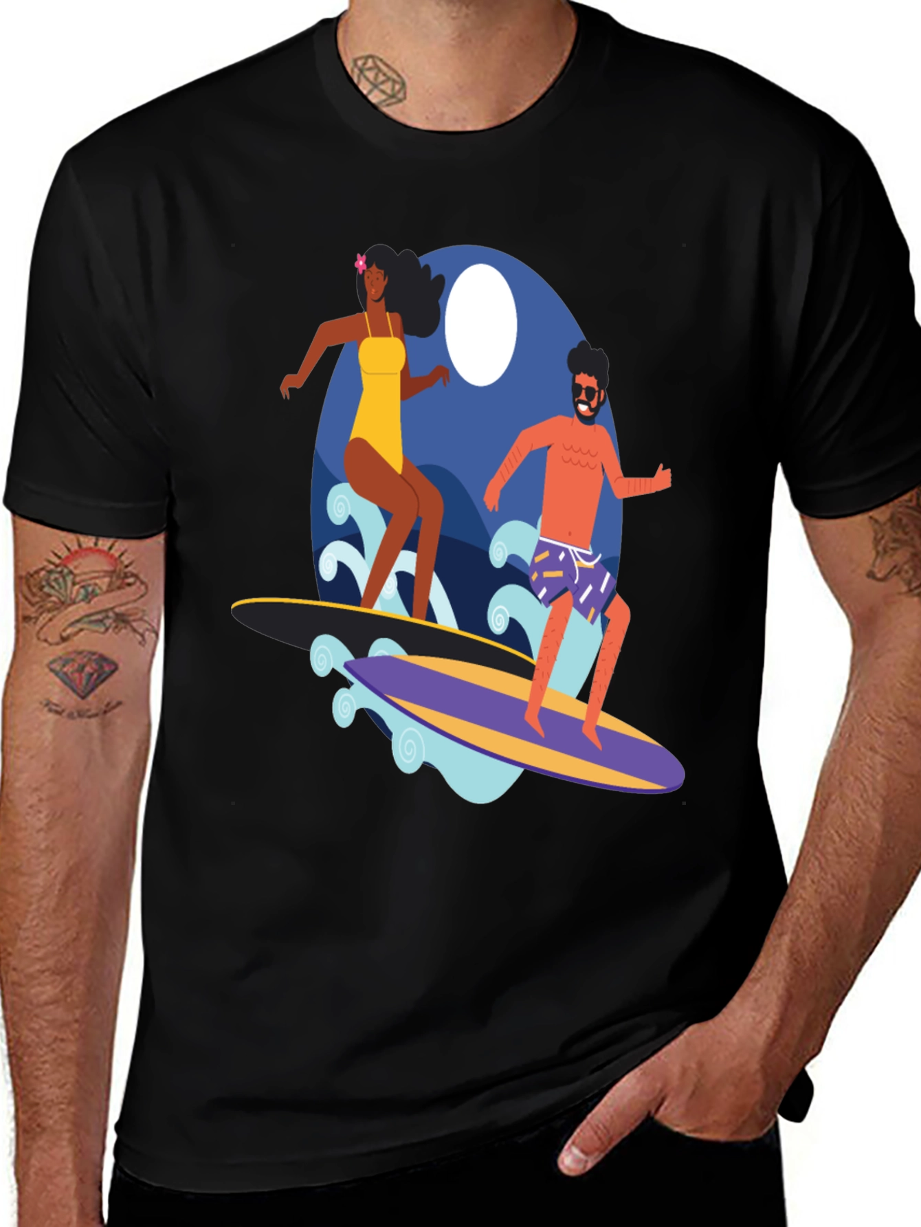 Surfer Duo Black T-Shirt