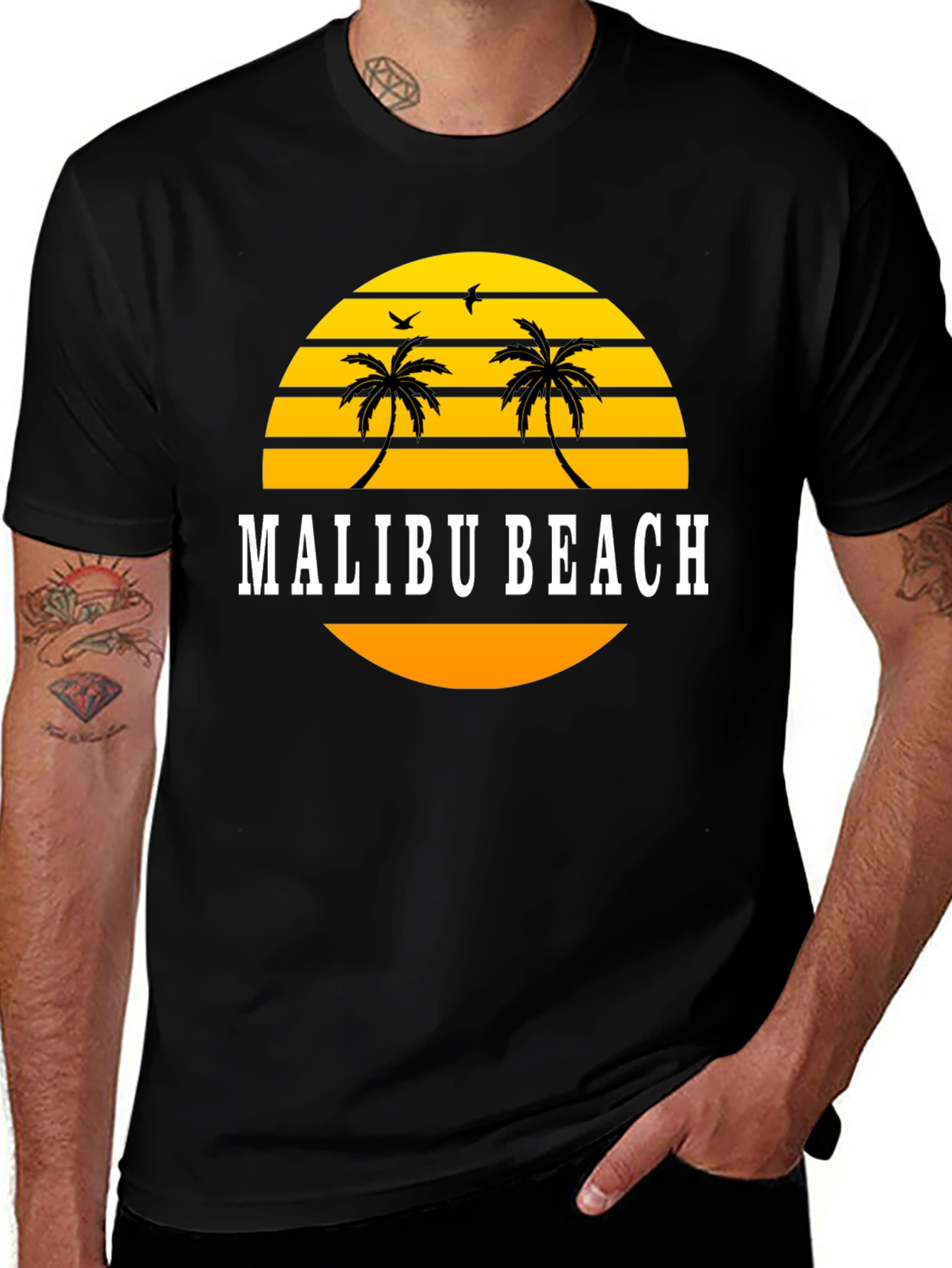 Malibu Beach Palm Tree Graphic T-Shirt