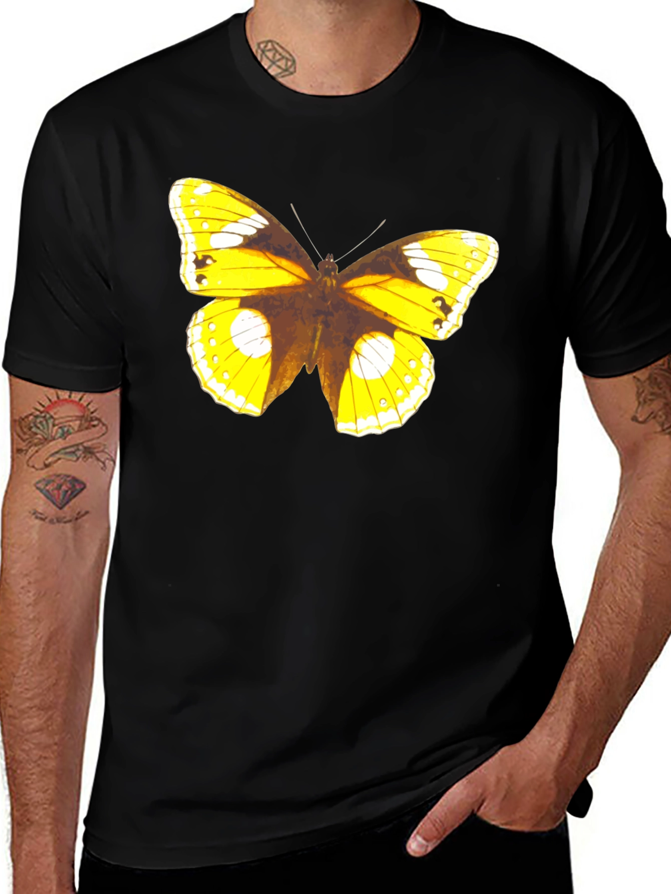 Variant 22 of Butterfly Graphic Tee - Black Cotton T-Shirt