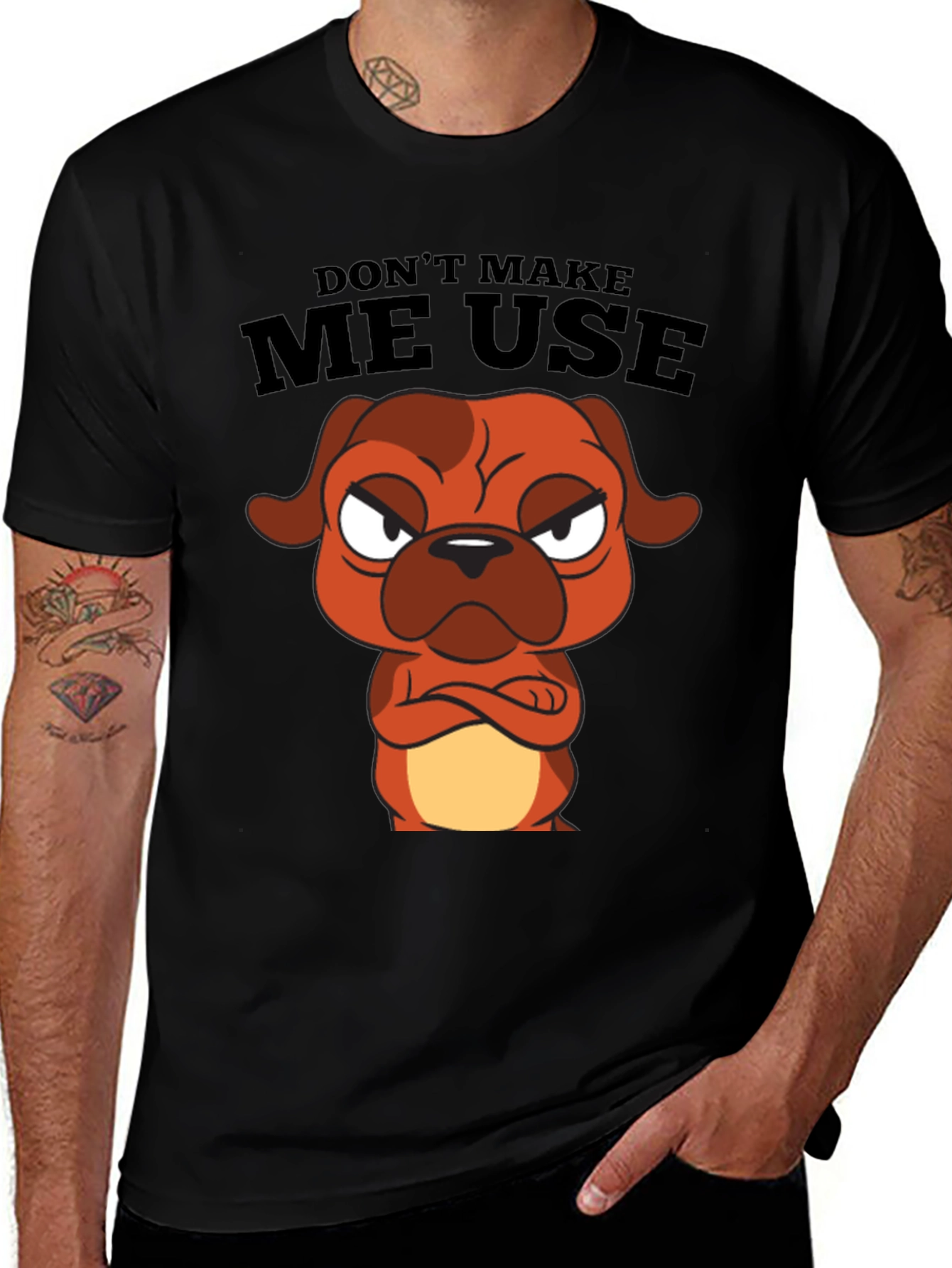Variant 14 of Don't Make Me Use Cartoon Dog Black T-Shirt
