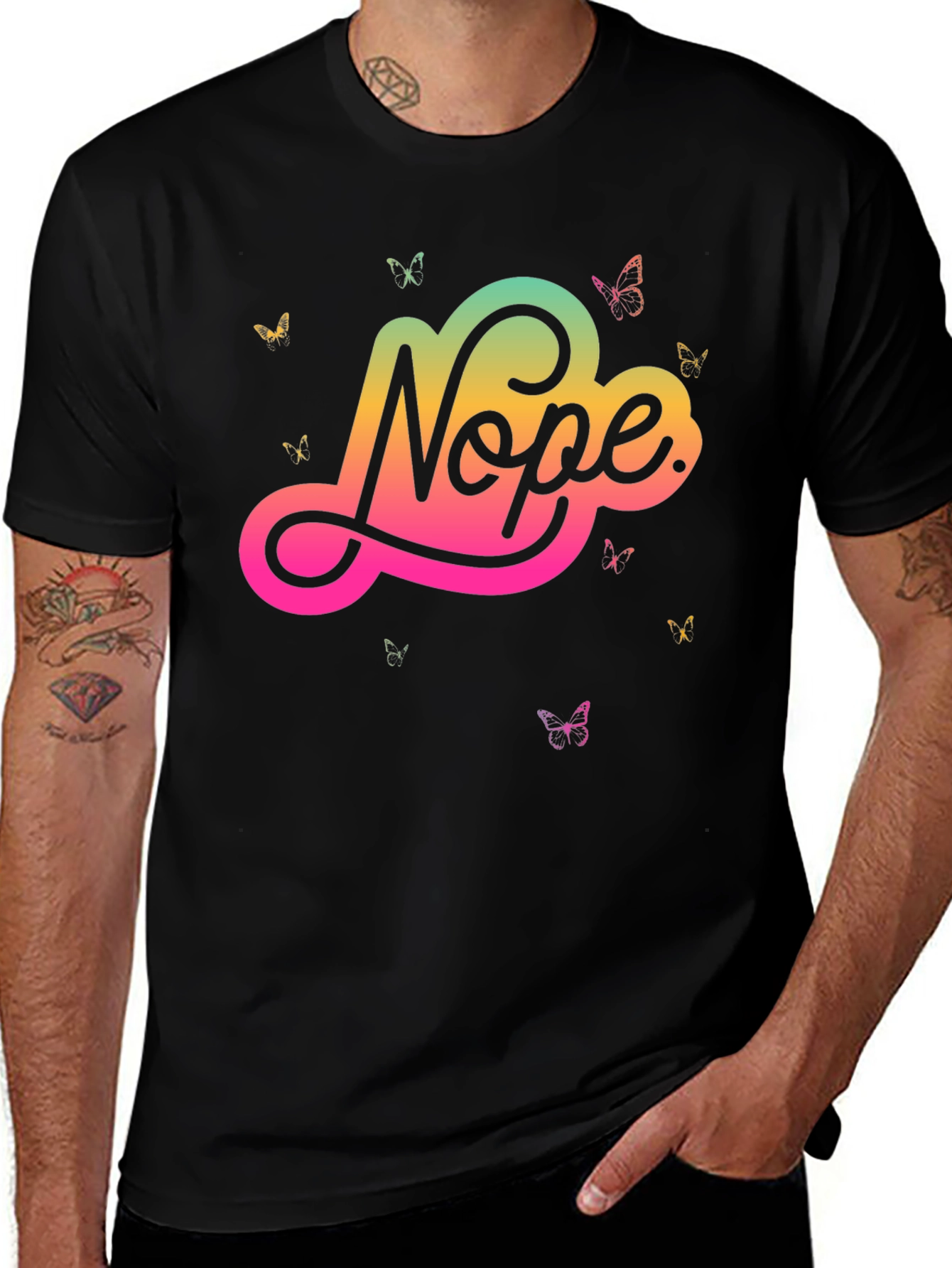 Variant 10 of Nope Butterfly Graphic Black T-Shirt