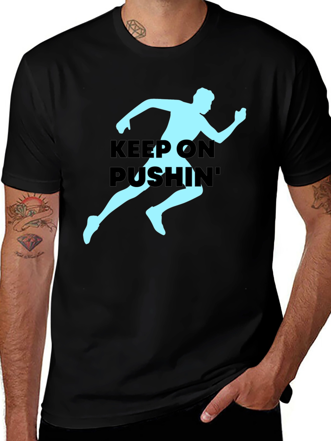 Black Keep On Pushin' Runner Graphic Tee - Black main image