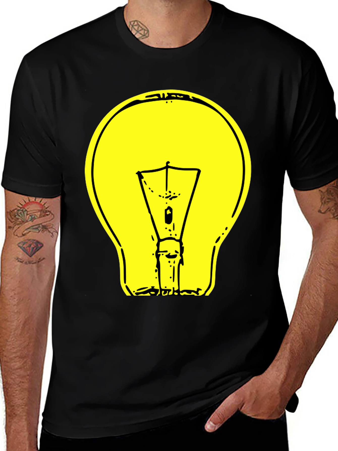 Variant 22 of Light Bulb Graphic Black T-Shirt