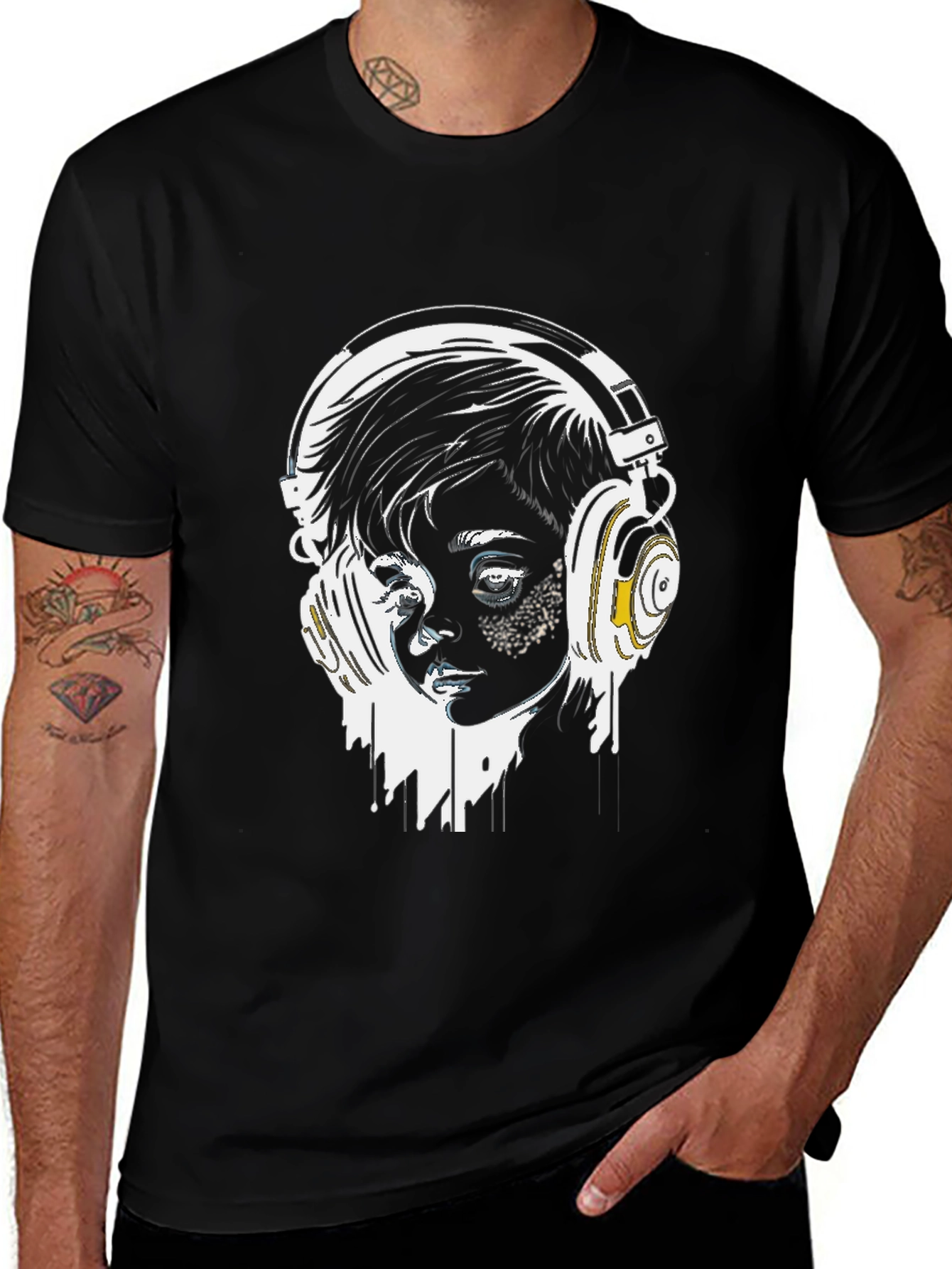 Variant 19 of Headphones Graphic Tee - Stylish Black T-Shirt