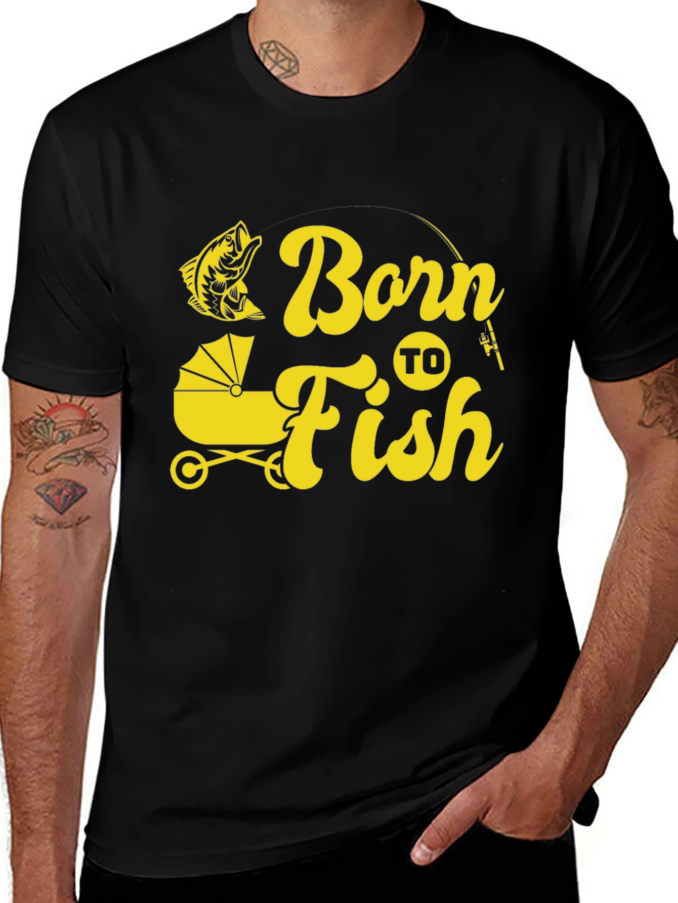 Born To Fish Graphic T-Shirt - Black
