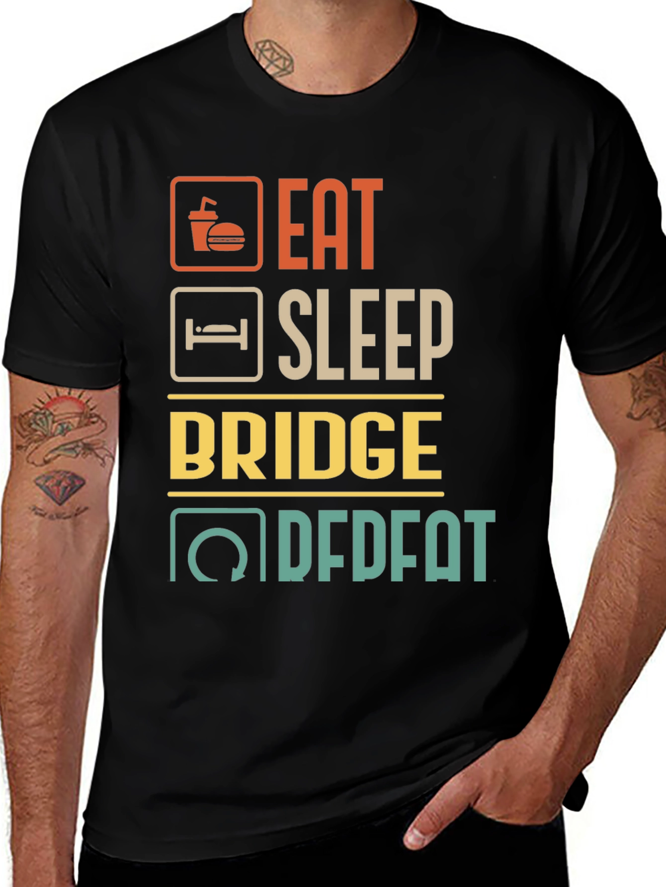 Variant 27 of Eat Sleep Bridge DFDFAQ T-Shirt | Fun Graphic Tee