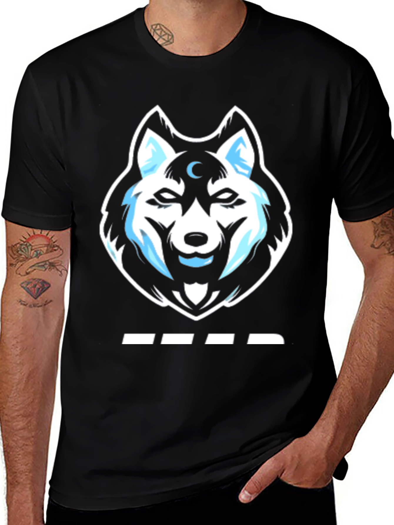 Variant 4 of Wolf Graphic Print Black T-Shirt