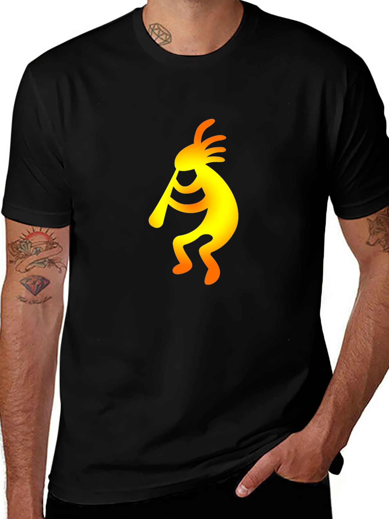Kokopelli Graphic Tee - Black Cotton T-Shirt