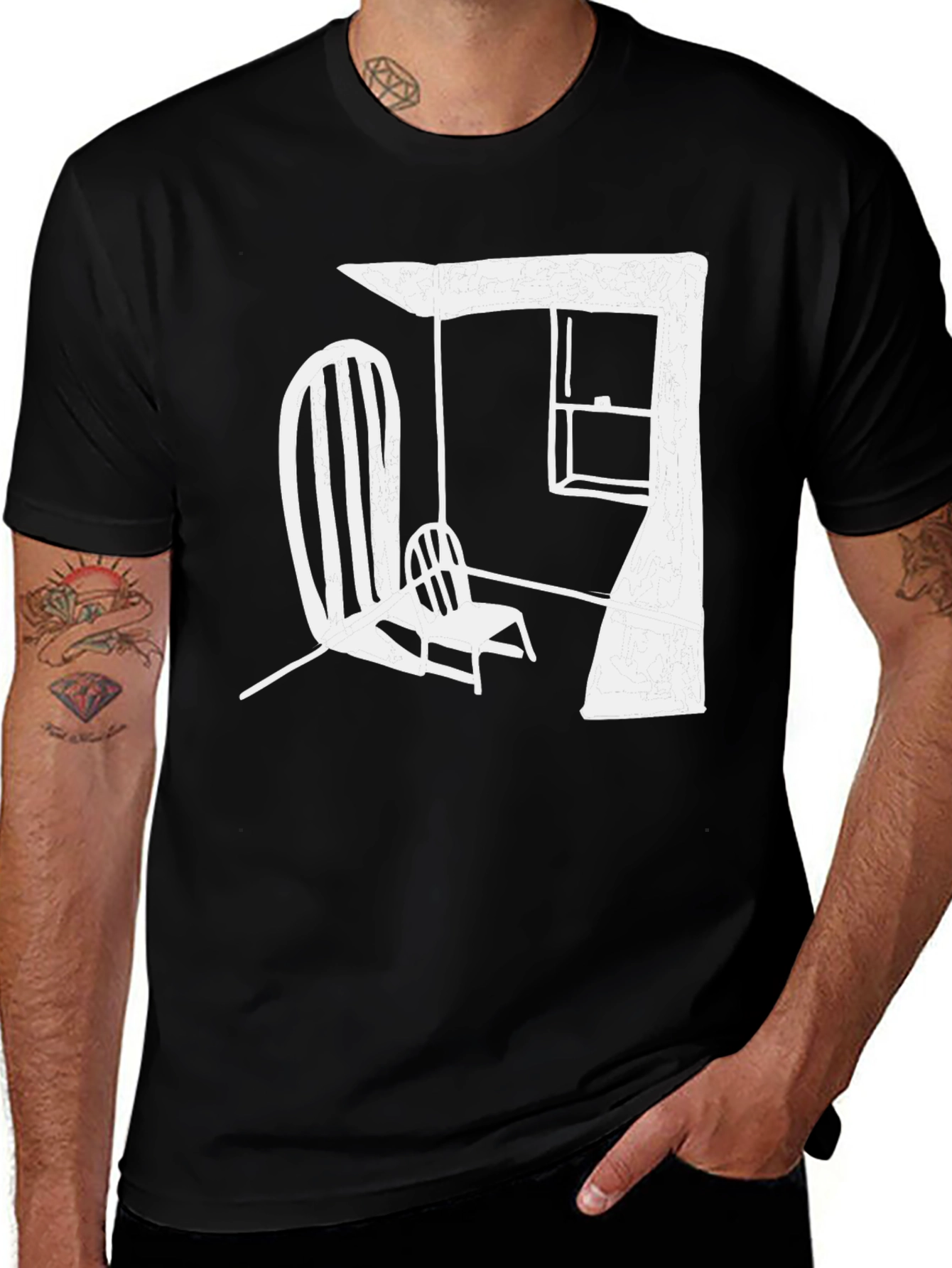 Modern Art Print Black T-Shirt