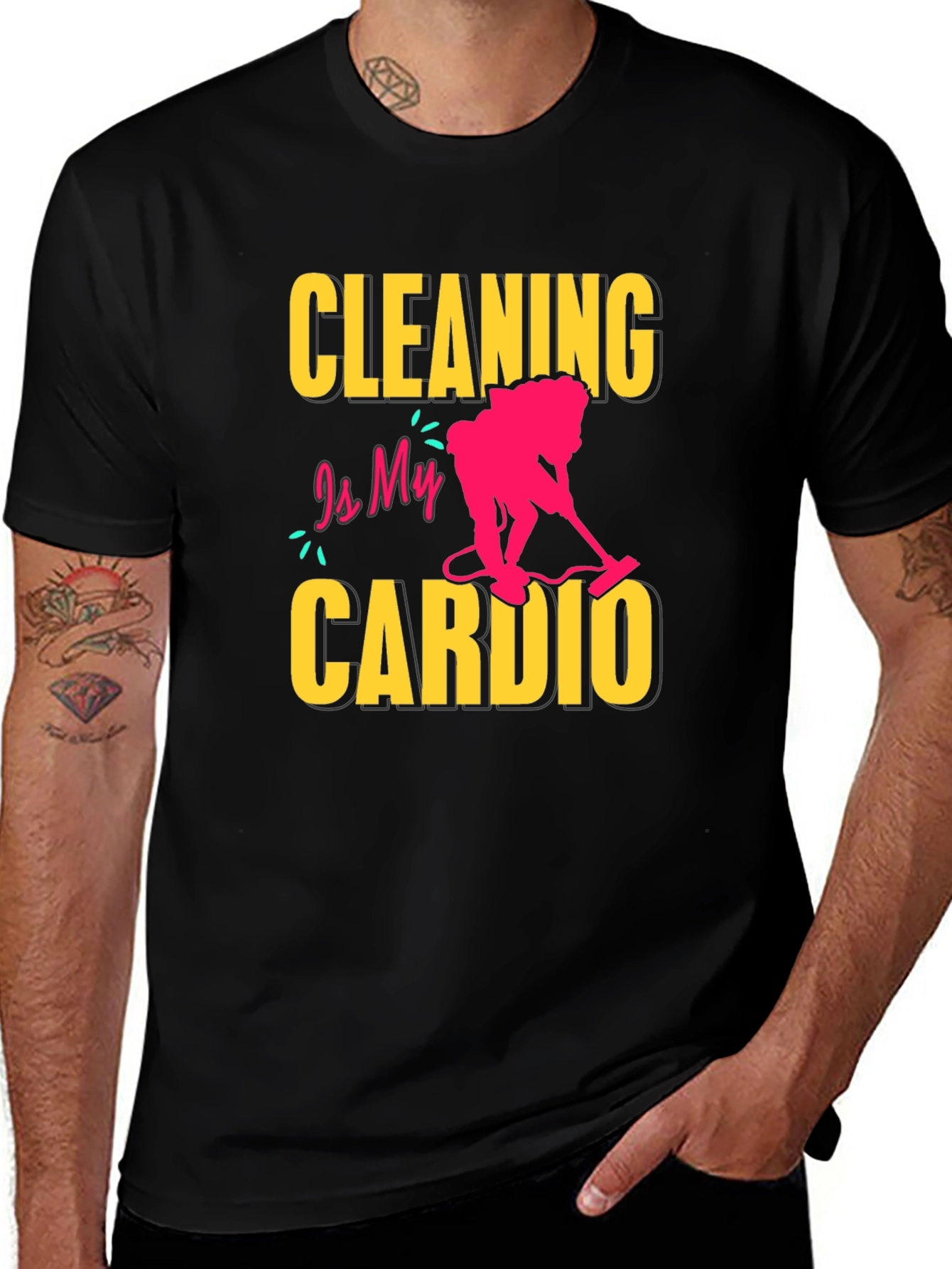 Black Cleaning is My Cardio T-Shirt - Funny Housekeeping Tee main image