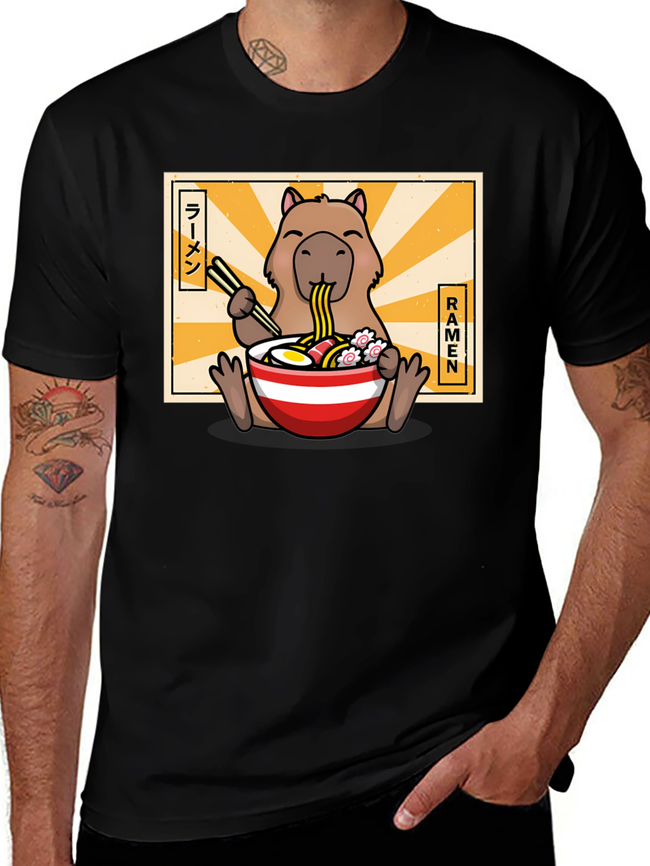 Variant 30 of Capybara Ramen T-Shirt - Cute Anime Graphic Tee