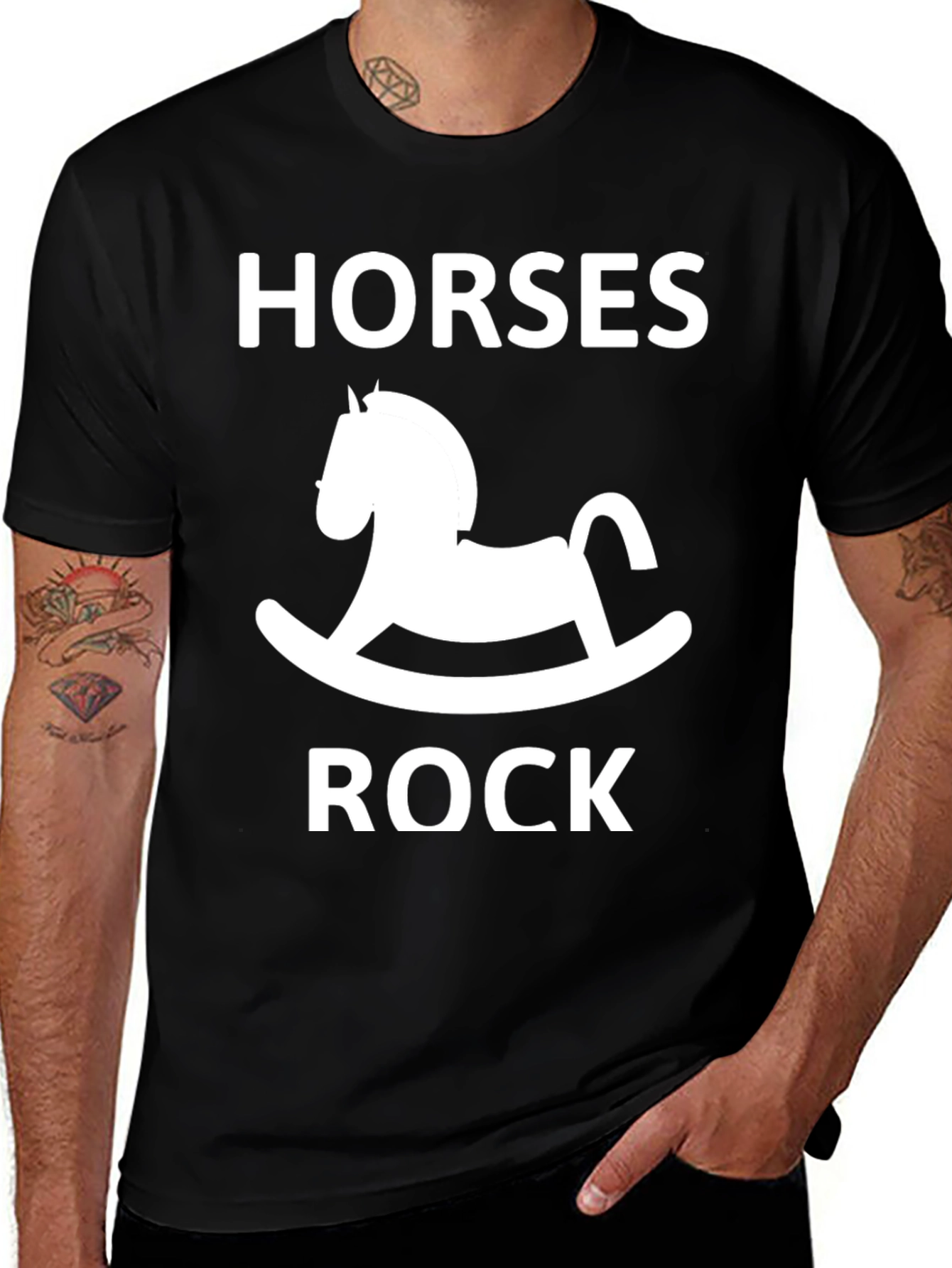 Black Horses Rock Rocking Horse Graphic Tee - Black main image