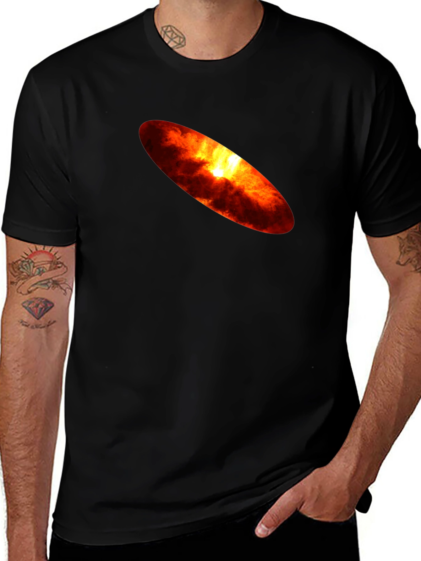 Fiery Sun Graphic Black T-Shirt