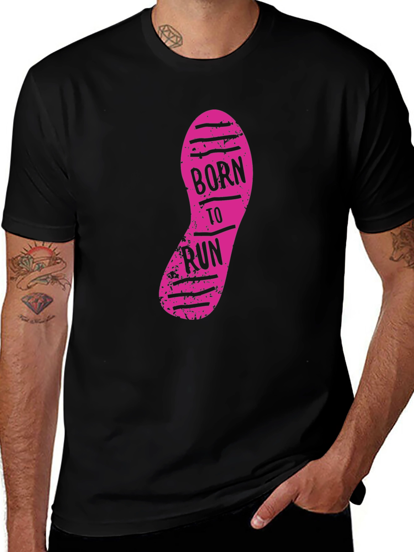 Variant 15 of Born to Run Graphic Print Black T-Shirt