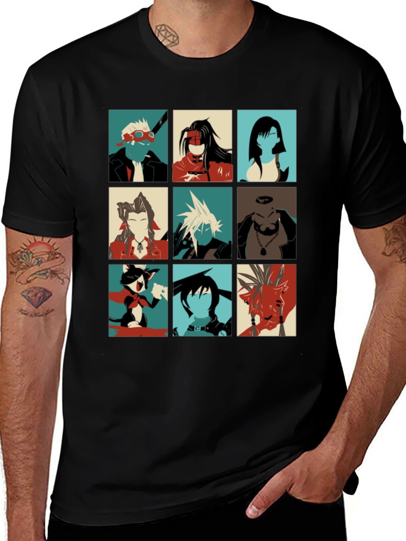 Final Fantasy VII T-Shirt - Character Grid Design