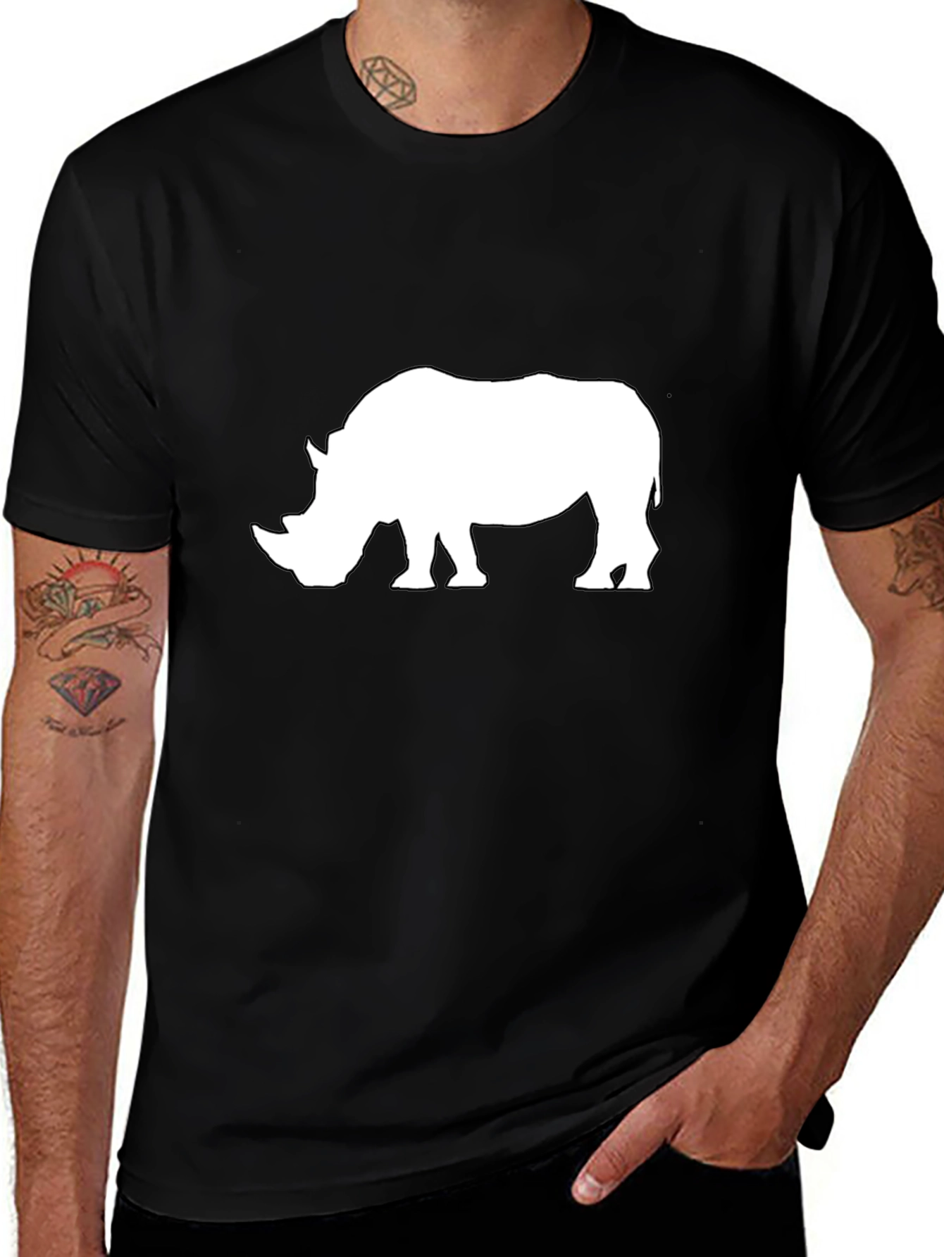 Variant 21 of Rhino Graphic T-Shirt - Black, Cotton