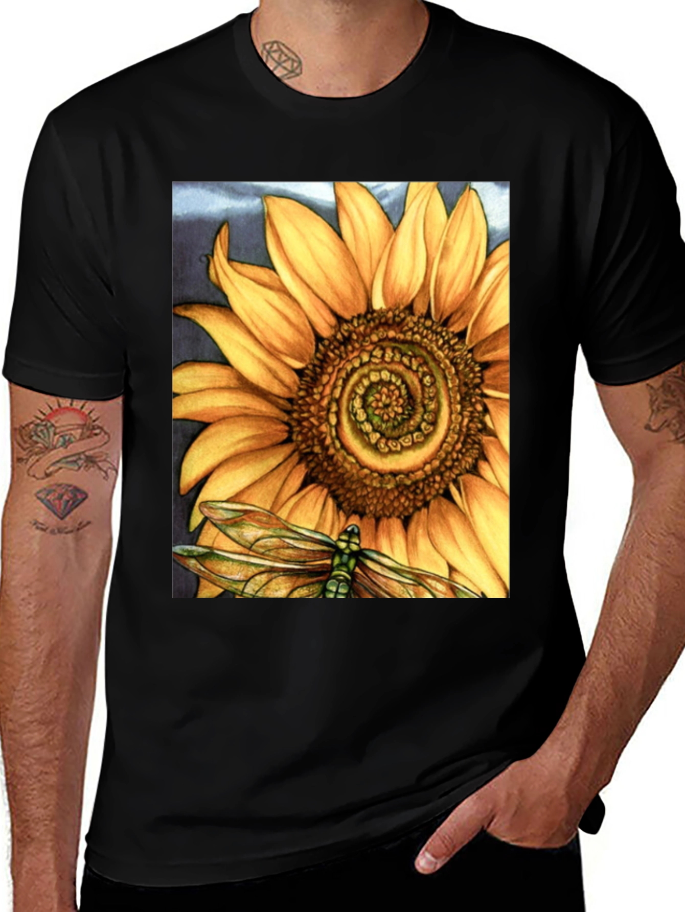 Variant 6 of Sunflower Dragonfly Graphic Print T-Shirt