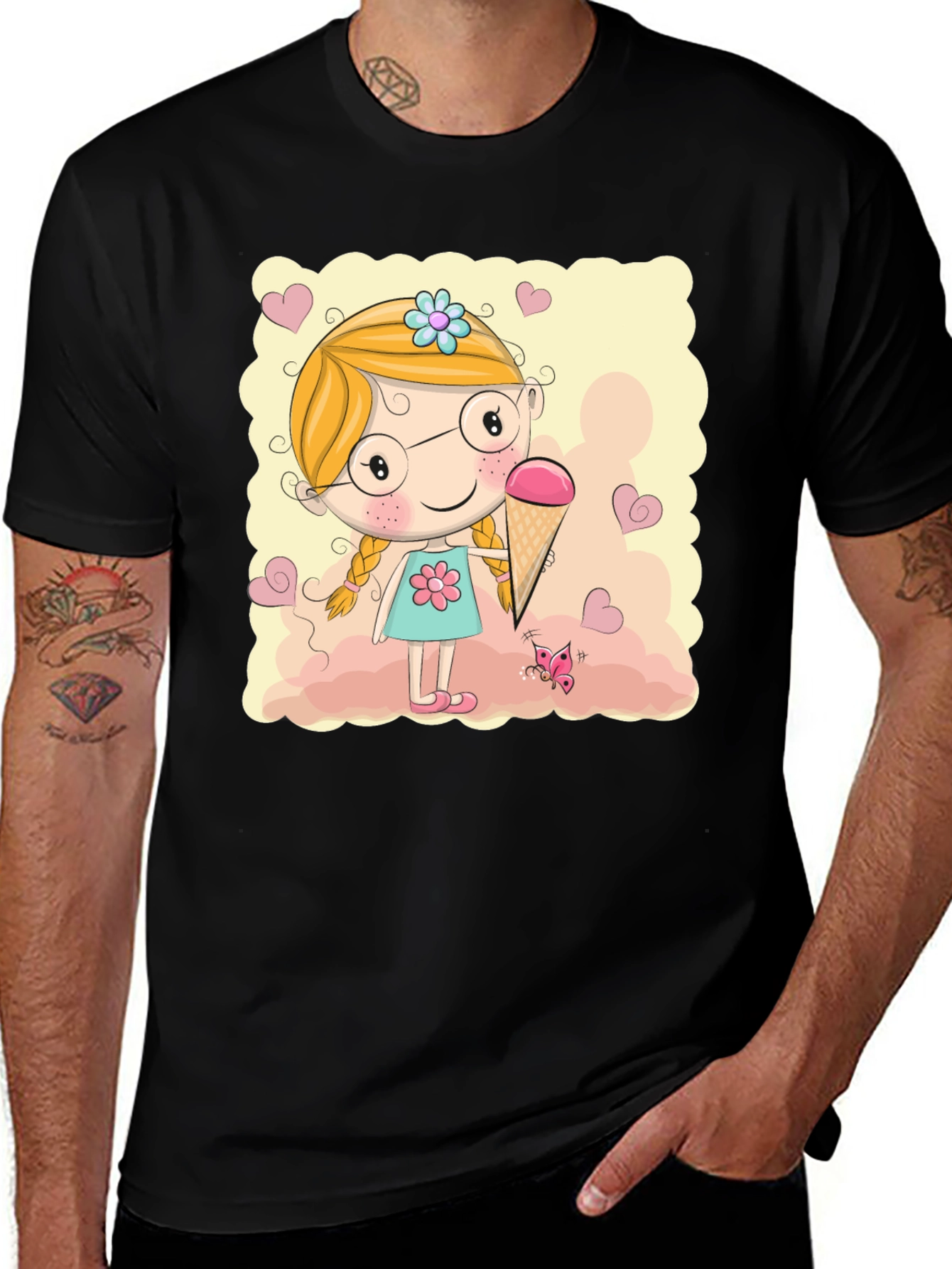 Variant 22 of Cute Cartoon Girl Ice Cream Graphic Tee
