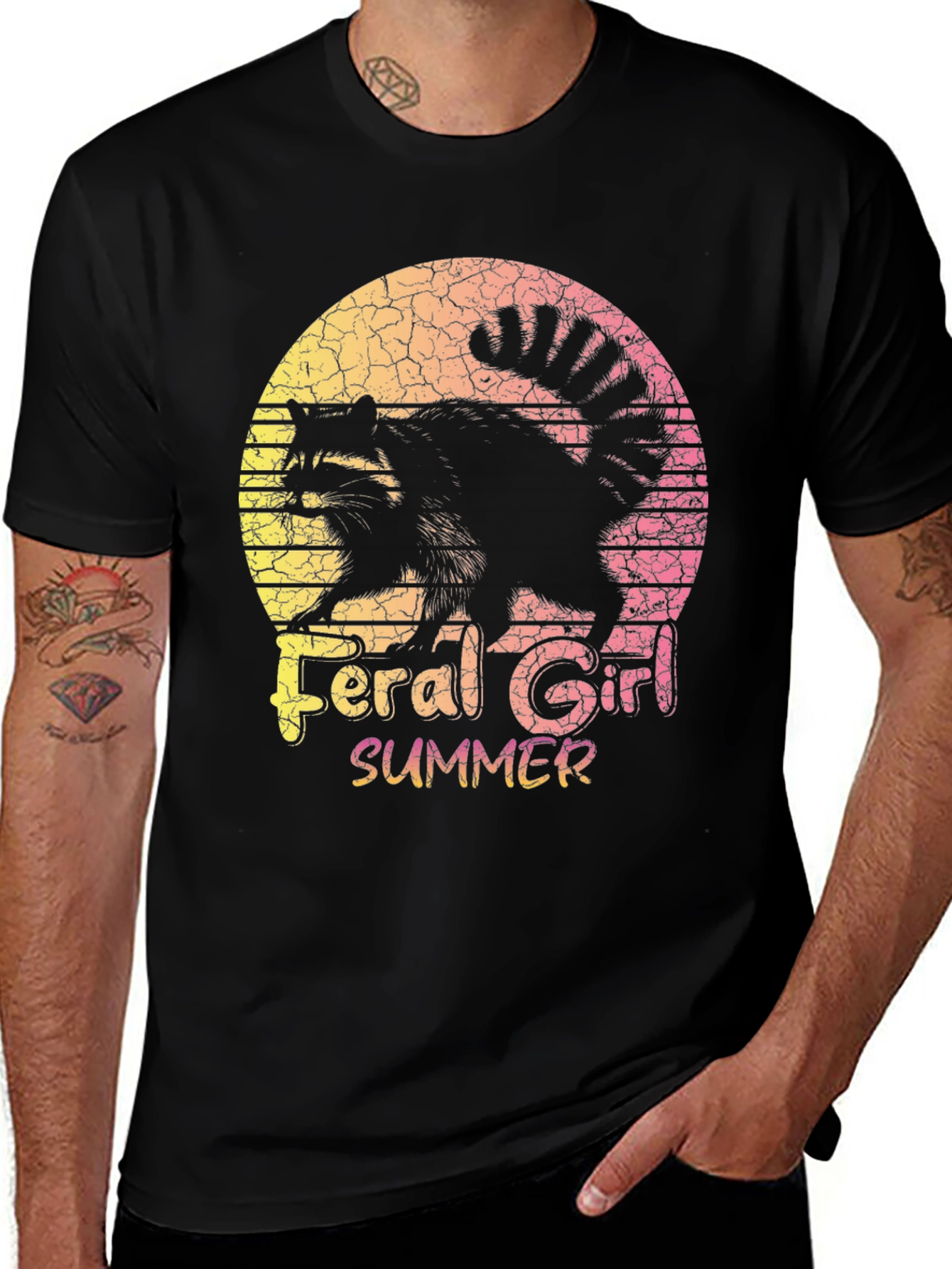 Variant 4 of Feral Girl Summer Raccoon Graphic Tee