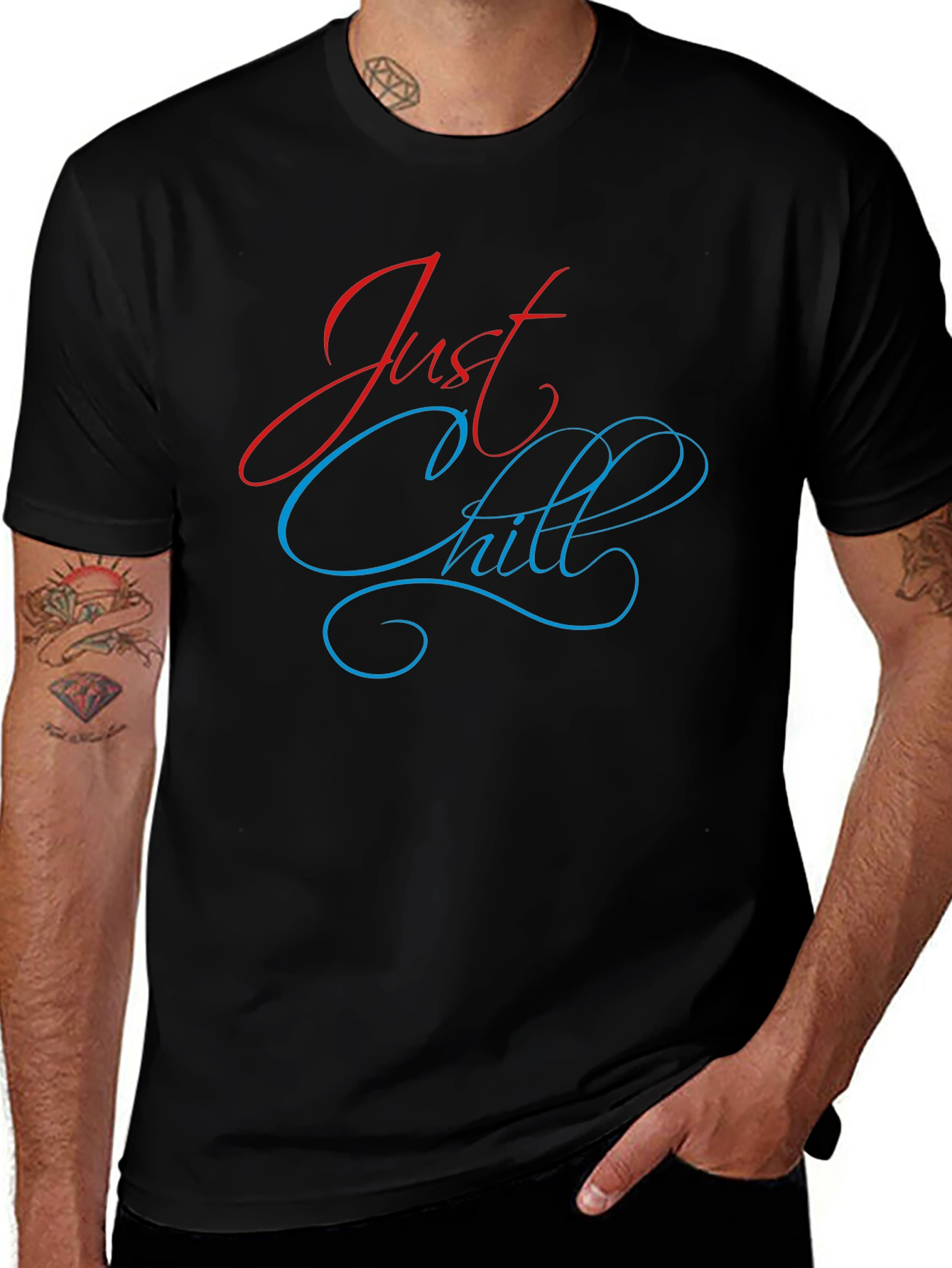 Variant 5 of Just Chill Black T-Shirt: Stylish Graphic Tee for Relaxed Comfort