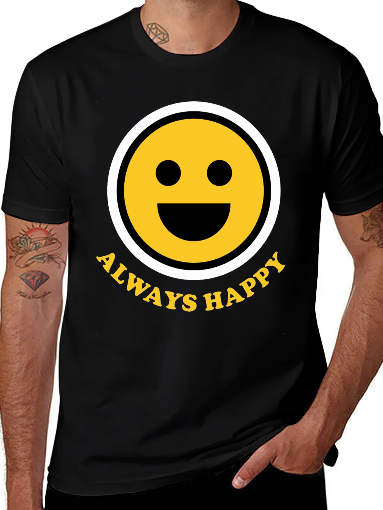Variant 26 of Always Happy Smiley Face Graphic Tee