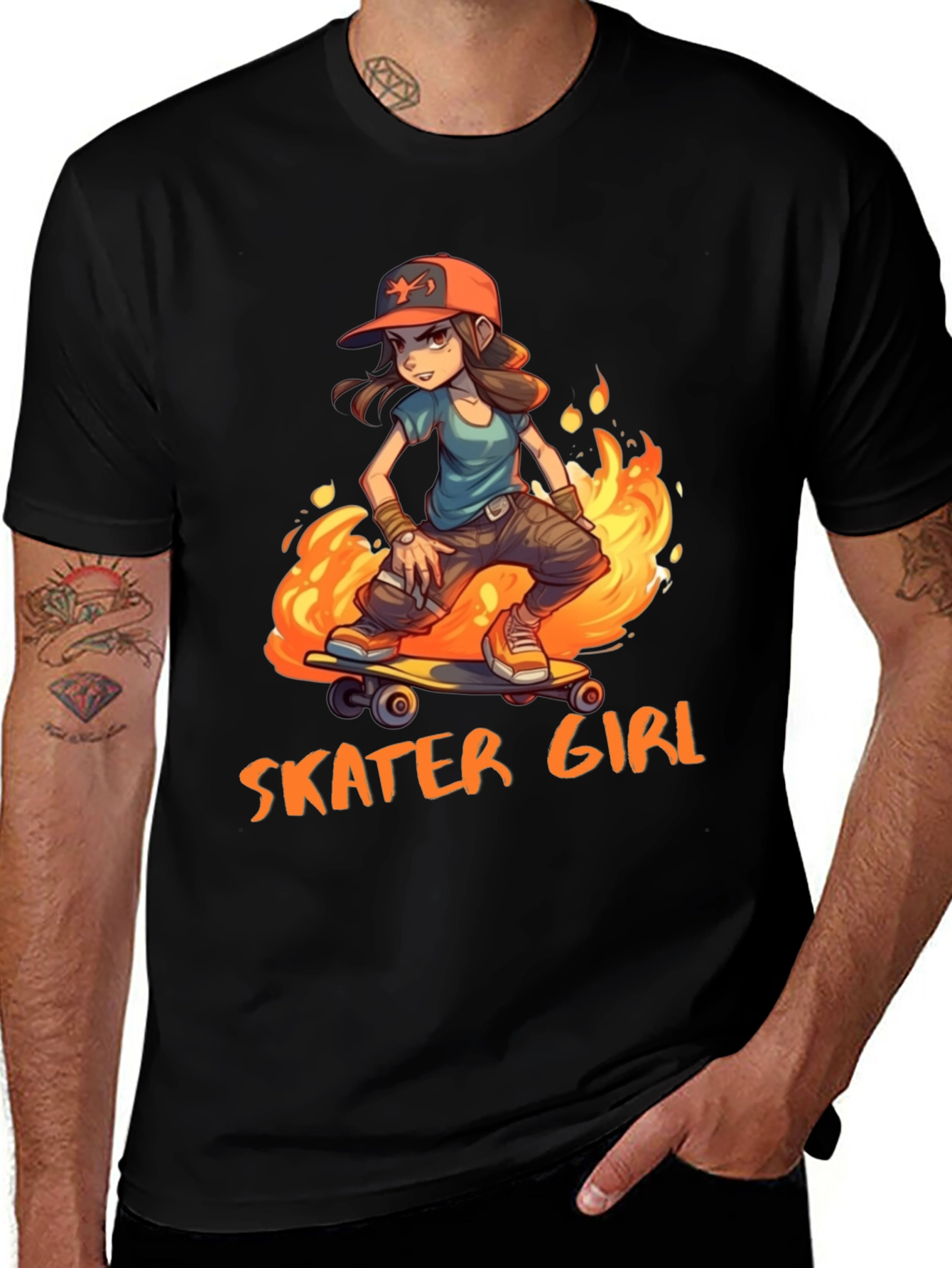Variant 10 of Skater Girl Graphic Tee - Cool Cartoon Design