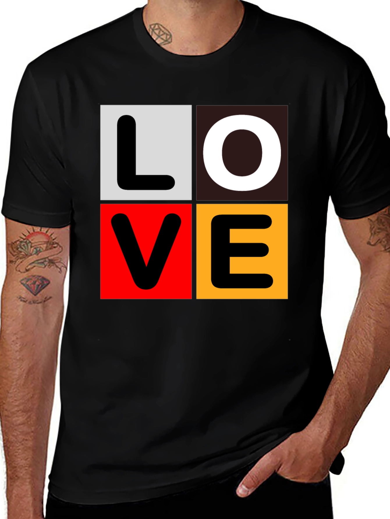 Variant 20 of Love Block Graphic Tee - Trendy Casual Wear