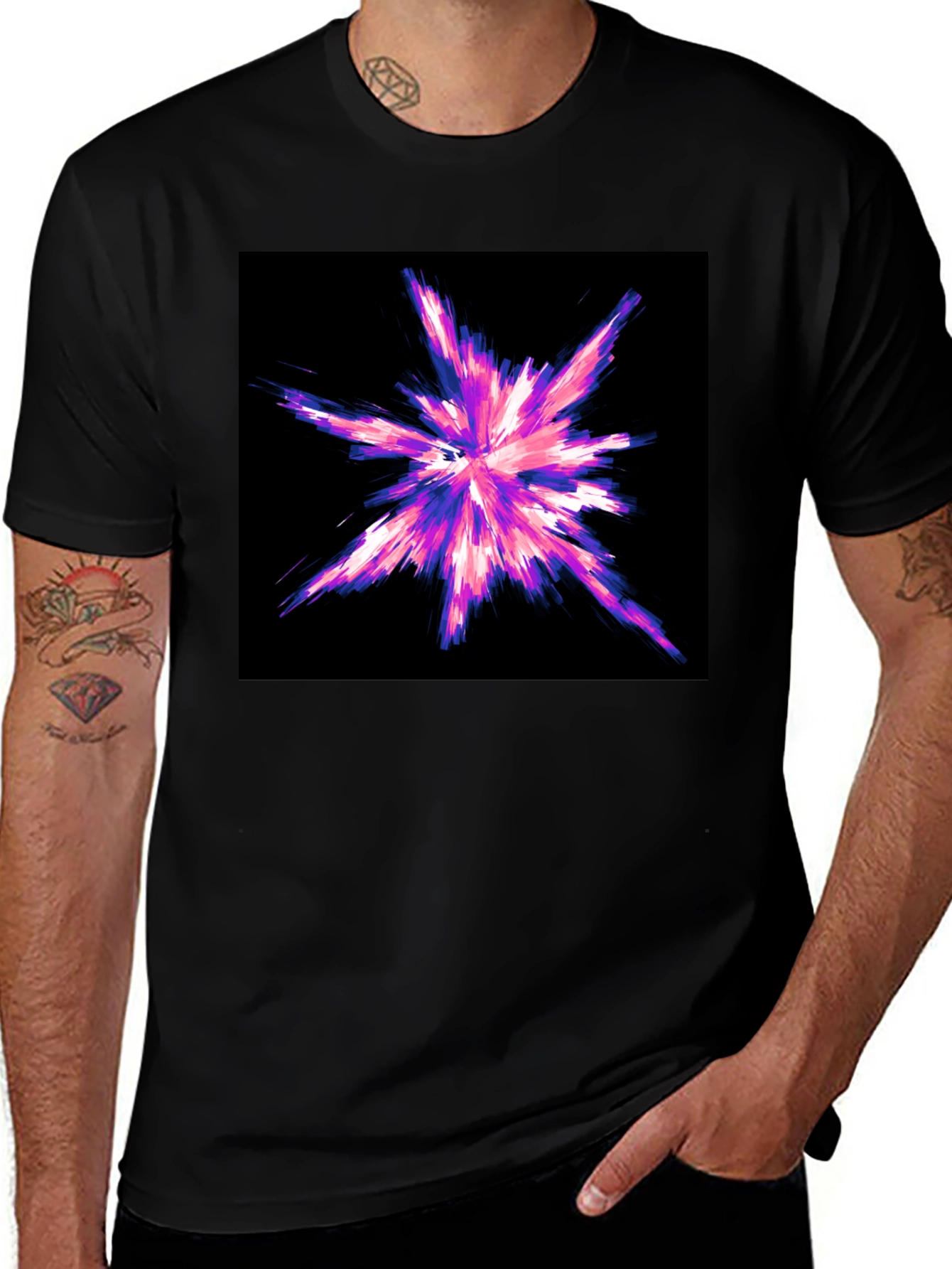 Variant 7 of Abstract Burst Graphic Black T-Shirt