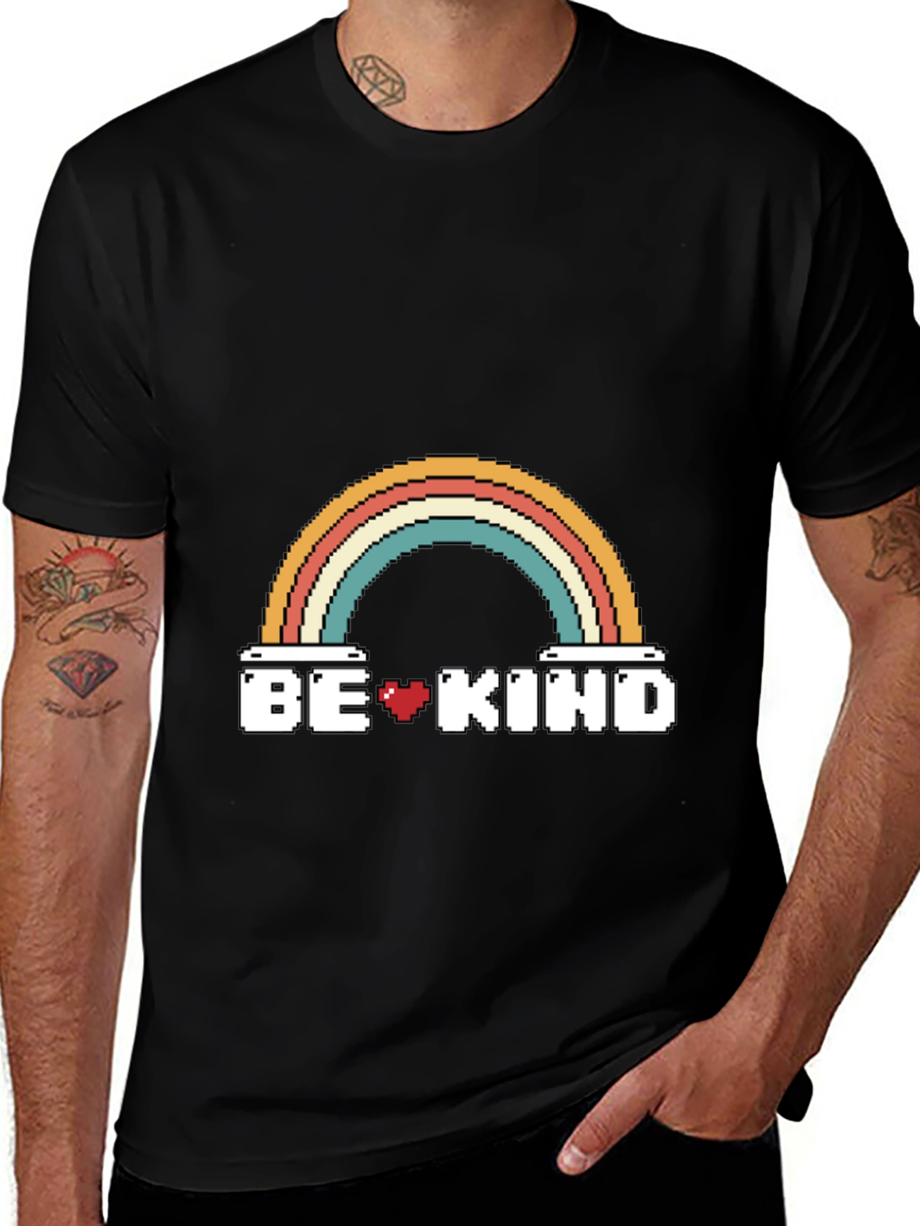 Variant 22 of Be Kind Rainbow Pixel Art T-Shirt - Positive Message Tee