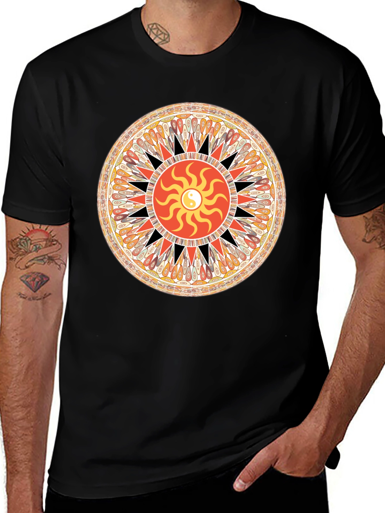 Variant 23 of Yin Yang Sun Mandala Graphic T-Shirt