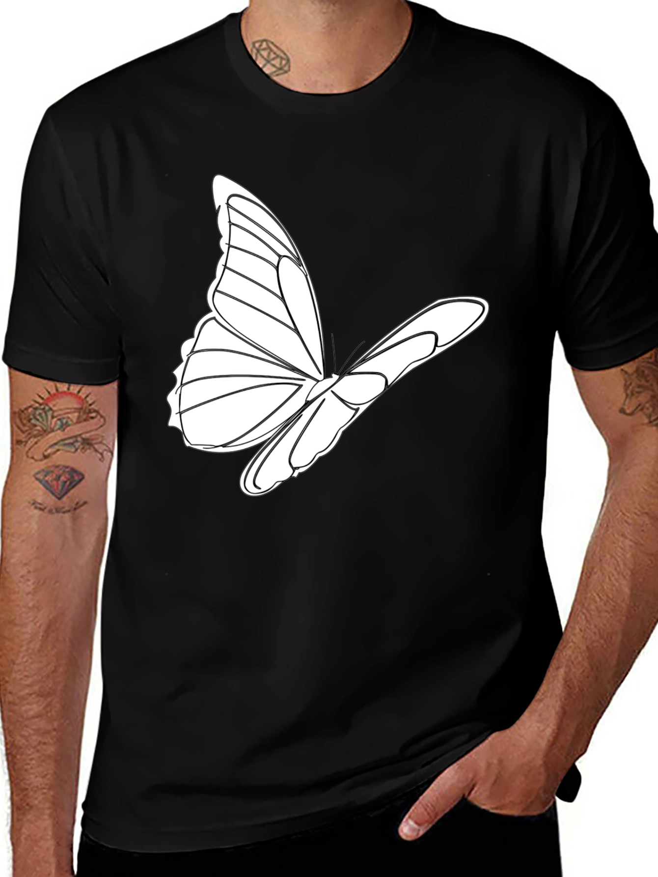 Variant 25 of Butterfly Graphic Black T-Shirt