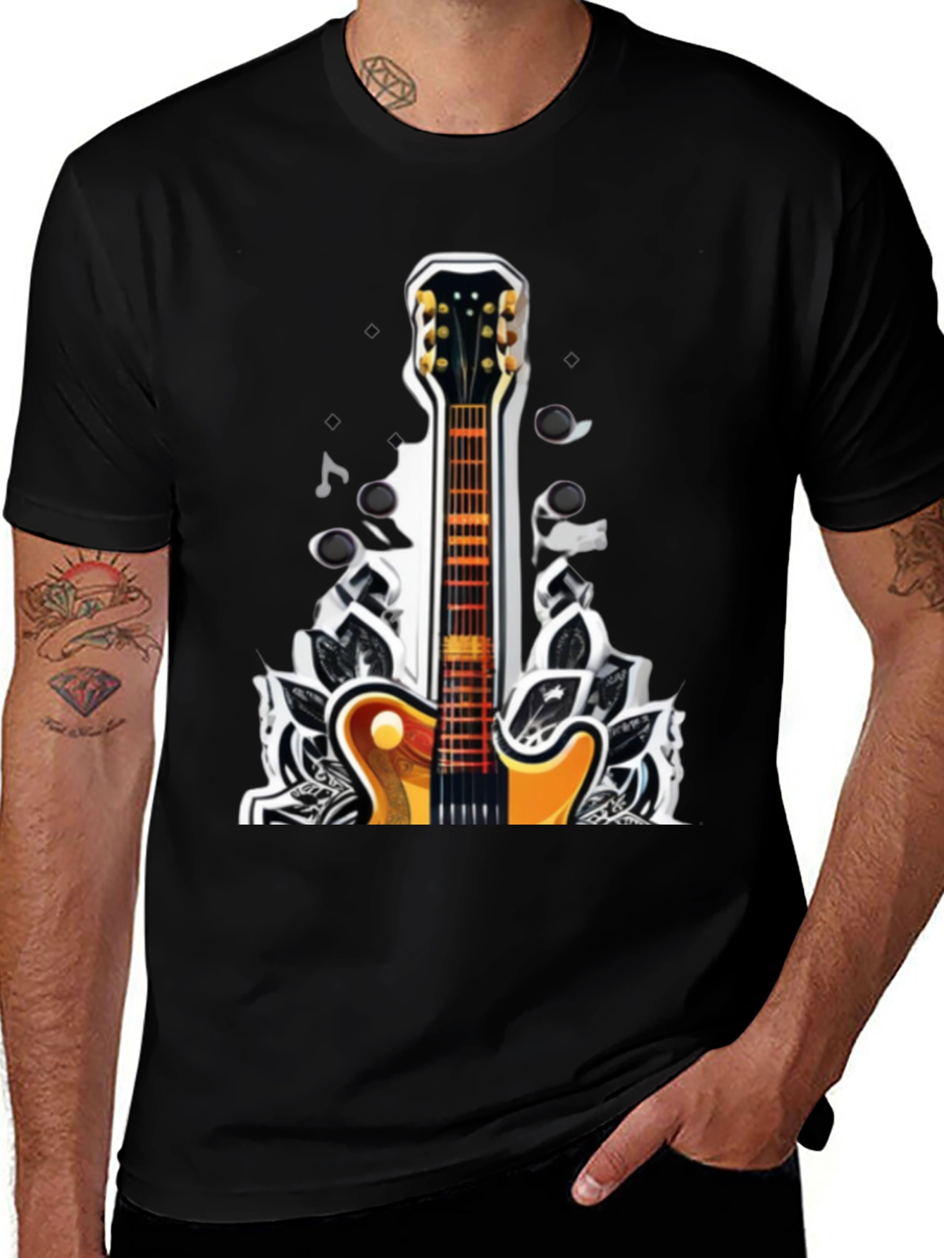 Variant 26 of Guitar Graphic Black T-Shirt