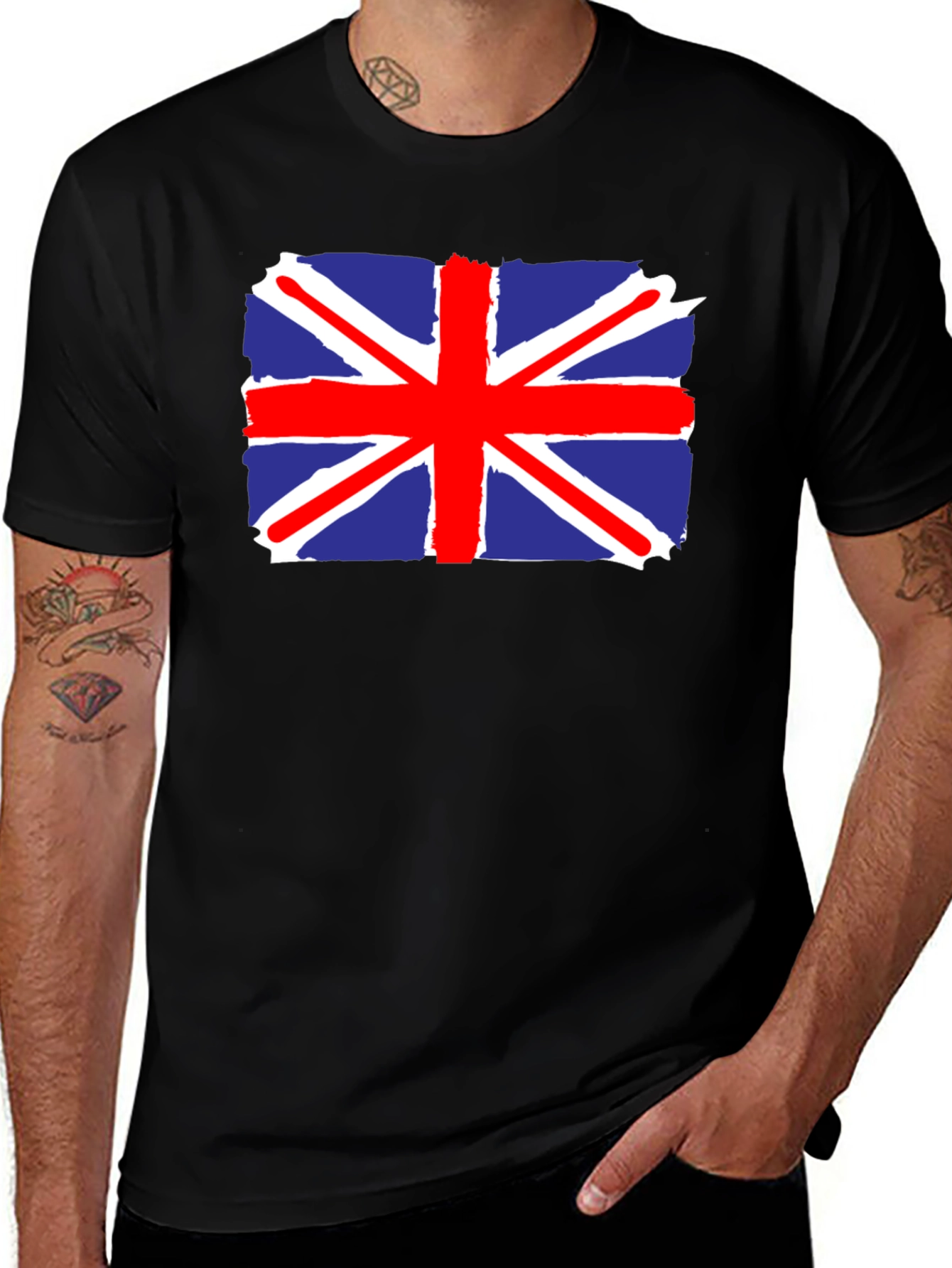 Union Jack Flag T-Shirt - Mens Black Tee