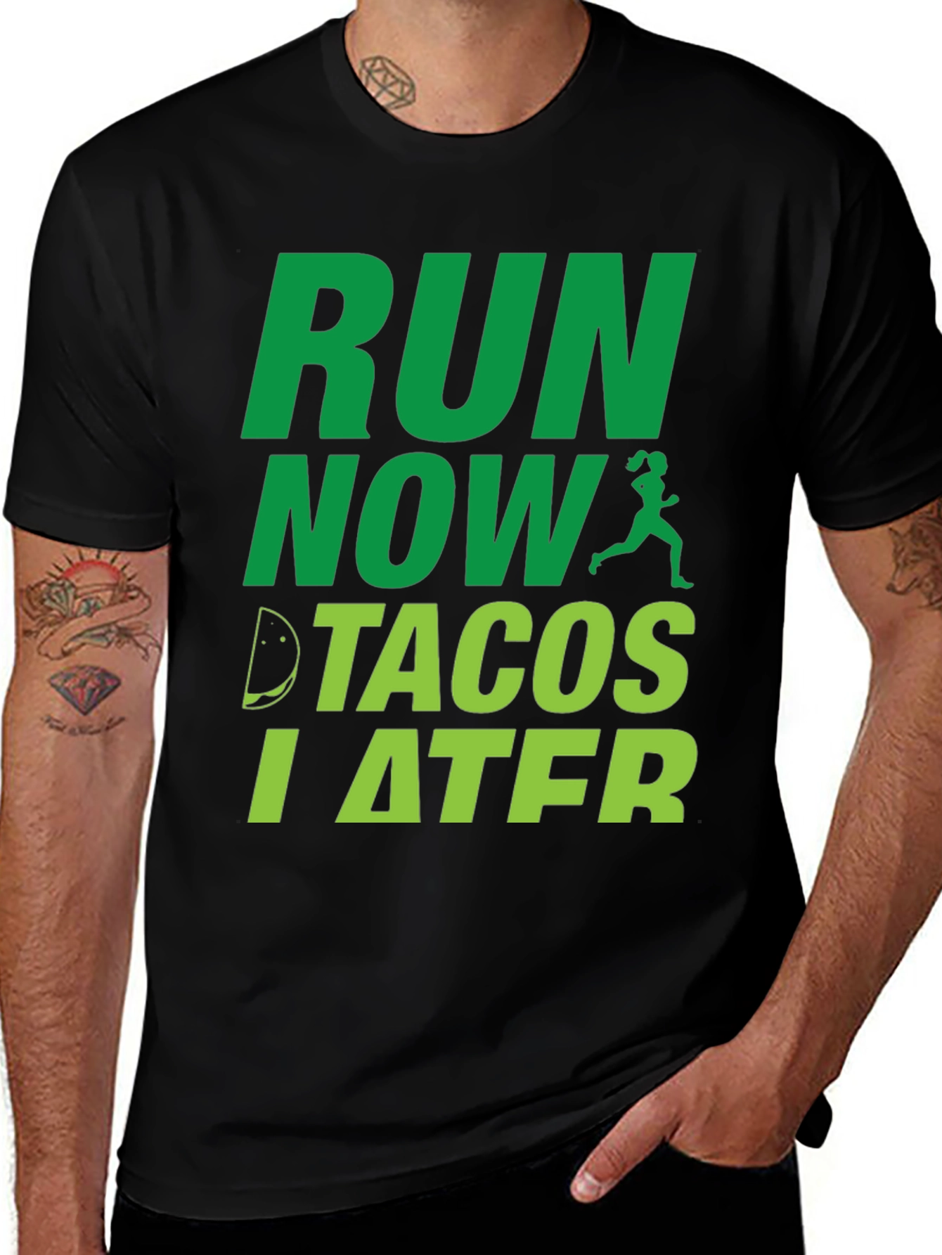 Variant 21 of Run Now Tacos Later Funny Men's T-Shirt